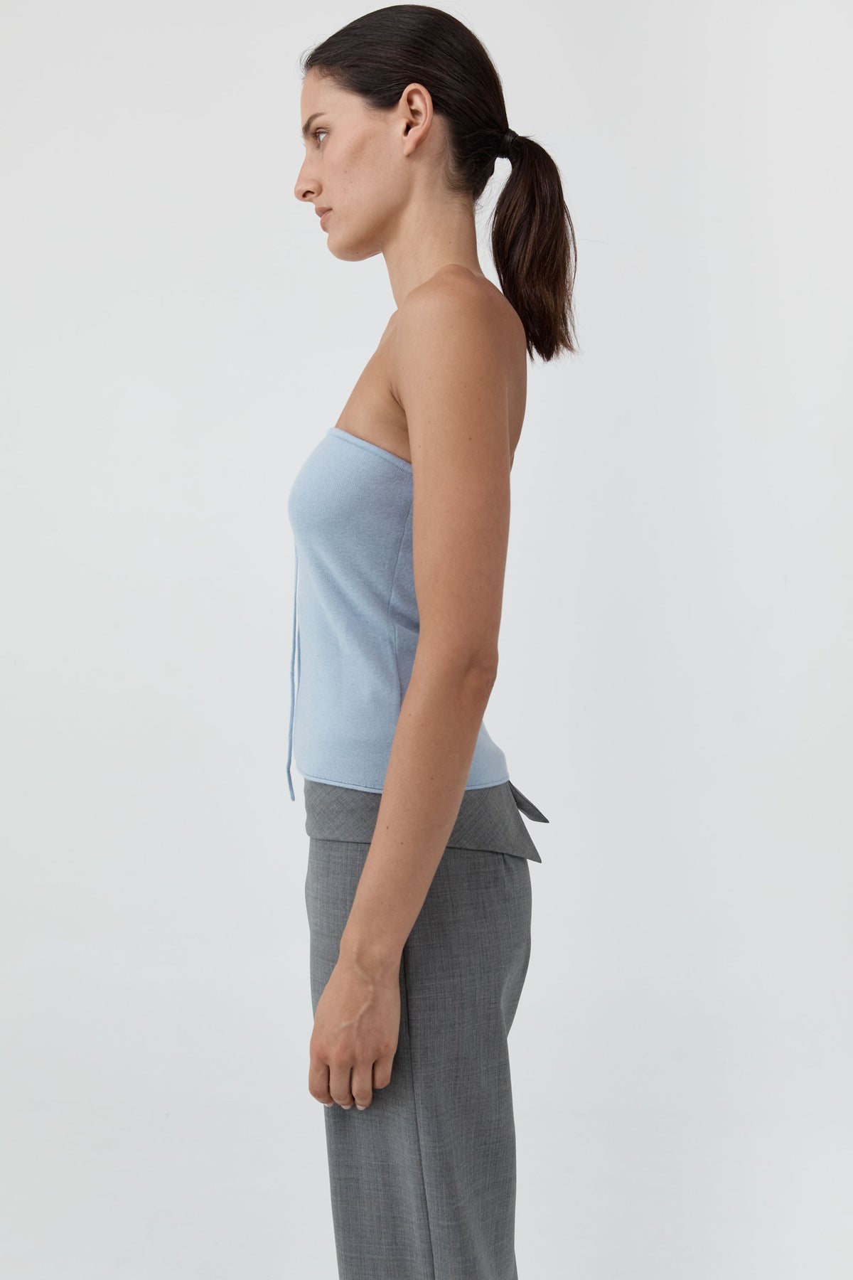 Wool Strapless Top - Light Steel