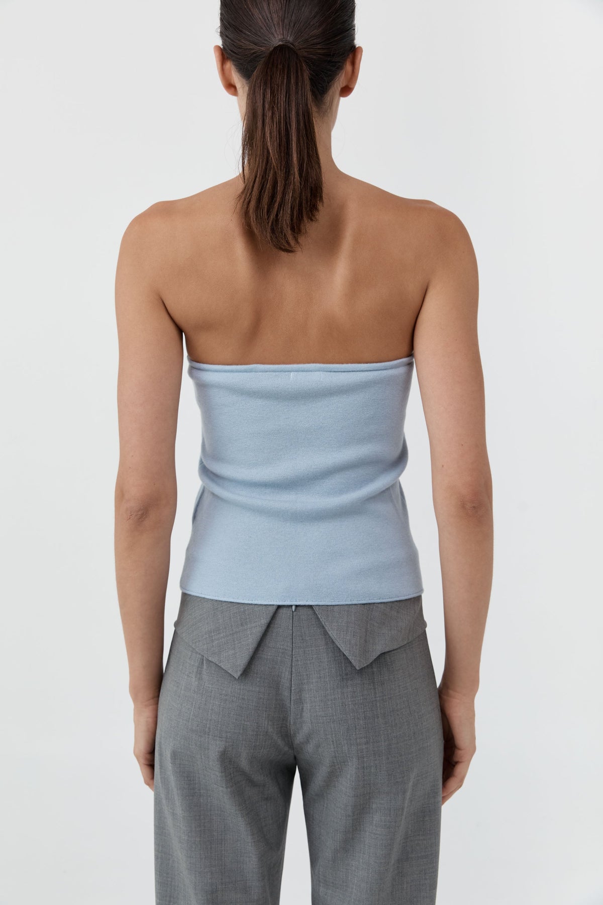 Wool Strapless Top - Light Steel