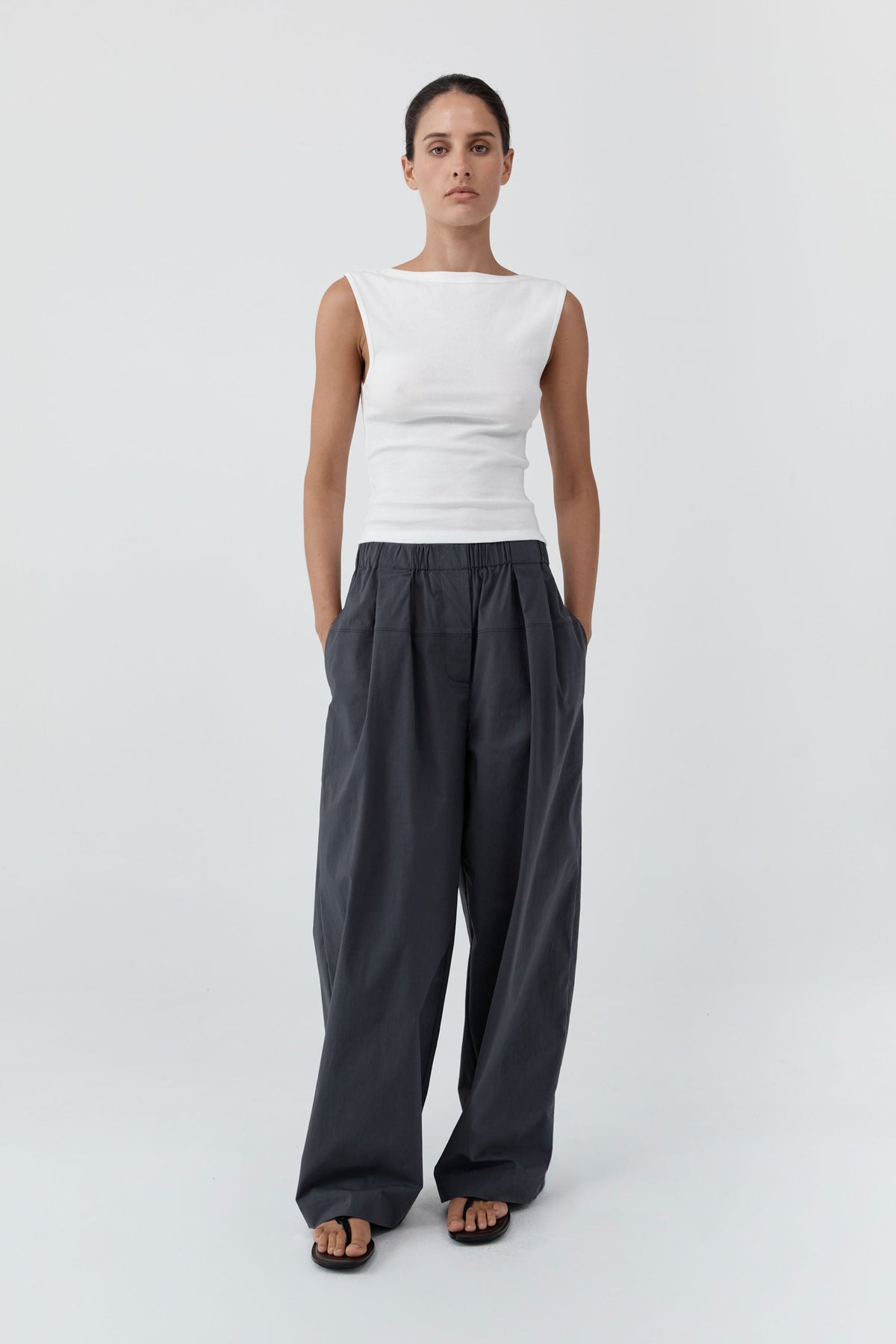 Relaxed Pleat Pants - Iron Glaze