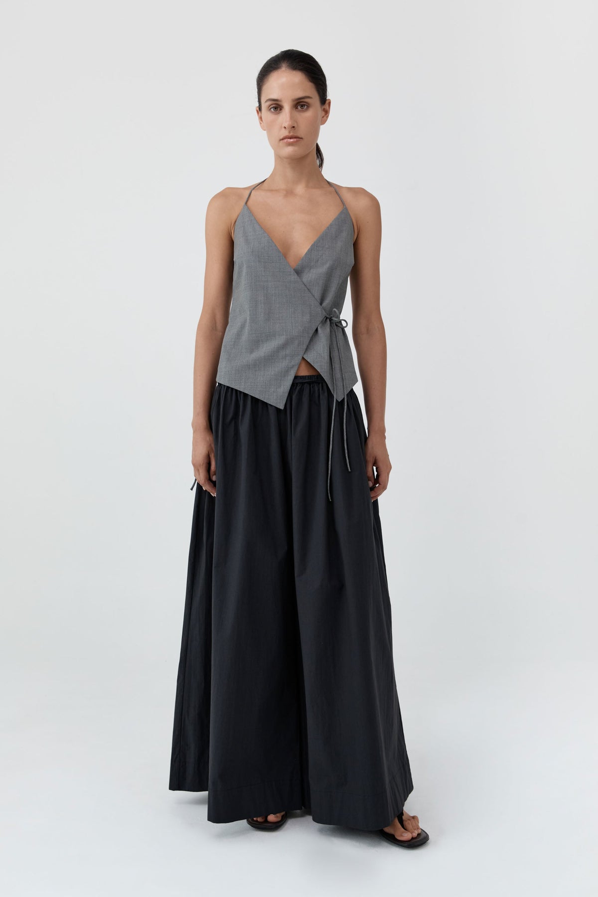 Wool Rouleau Halter Top - Pumice