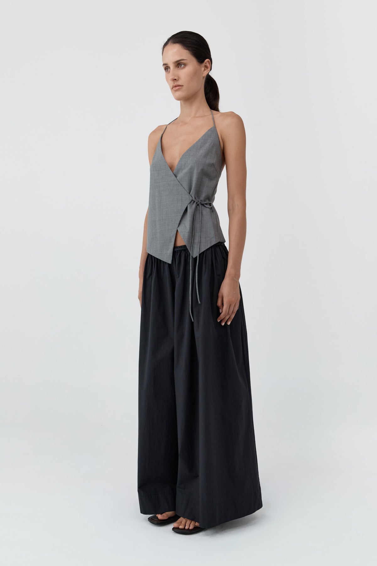 Wool Rouleau Halter Top - Pumice