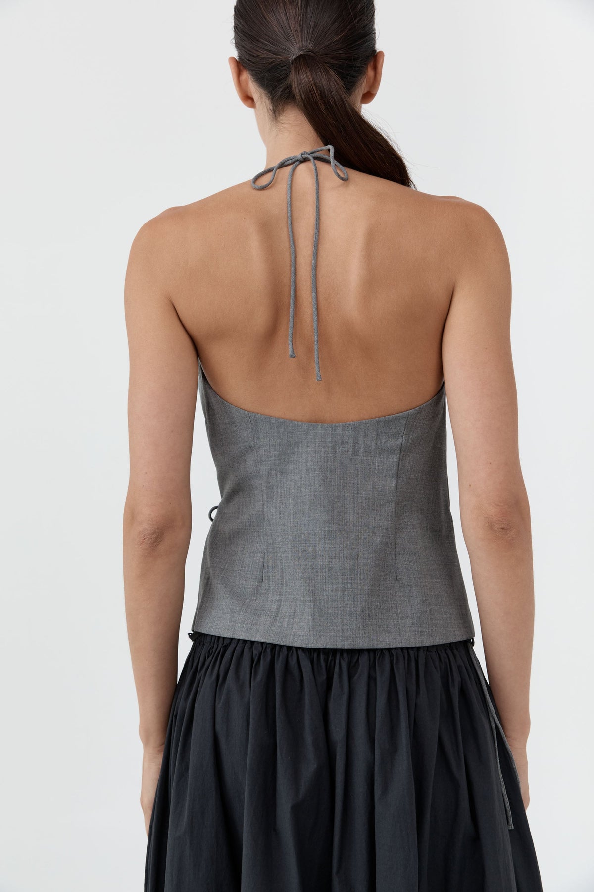 Wool Rouleau Halter Top - Pumice