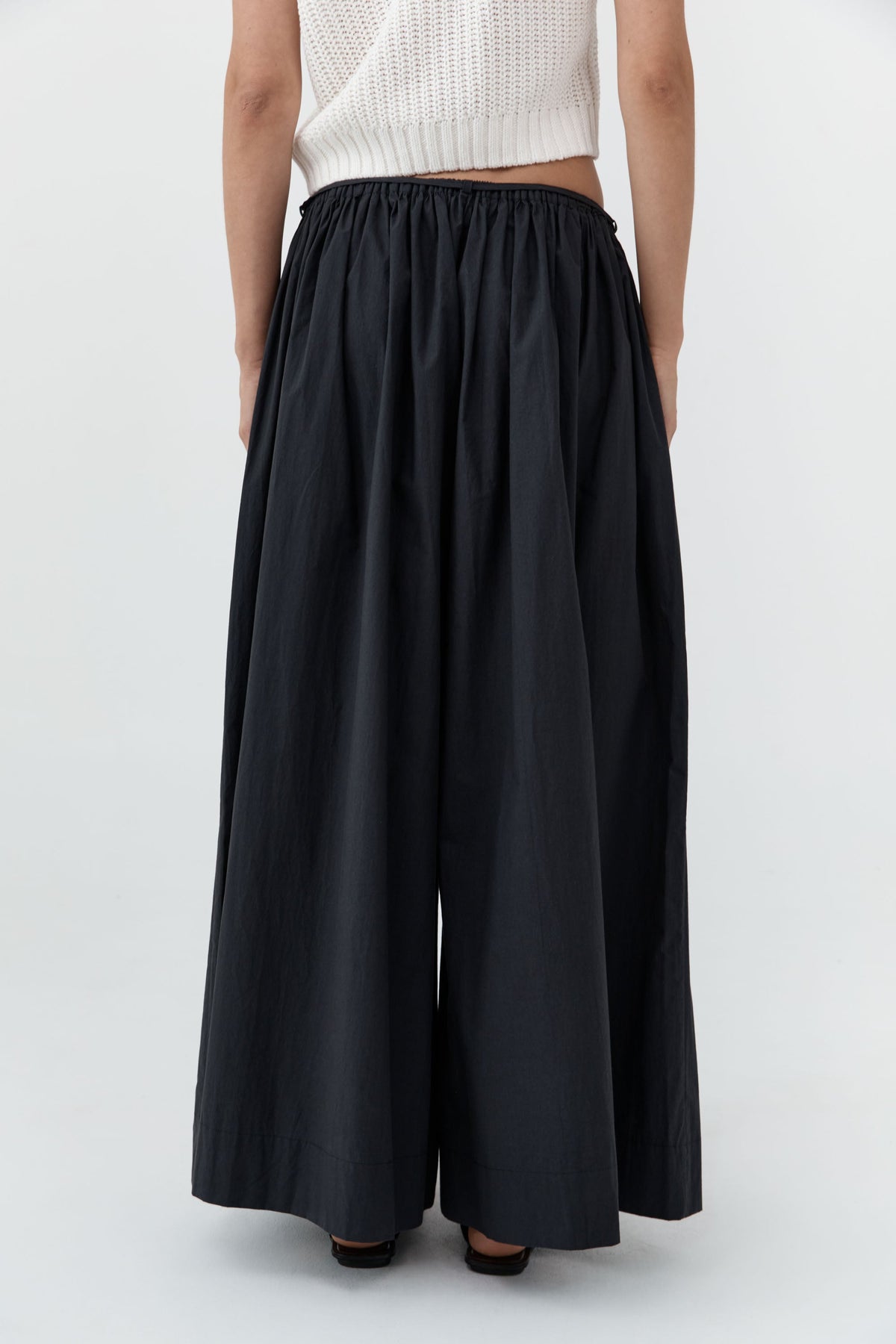 Cotton Hybrid Wide Leg Pants - Black
