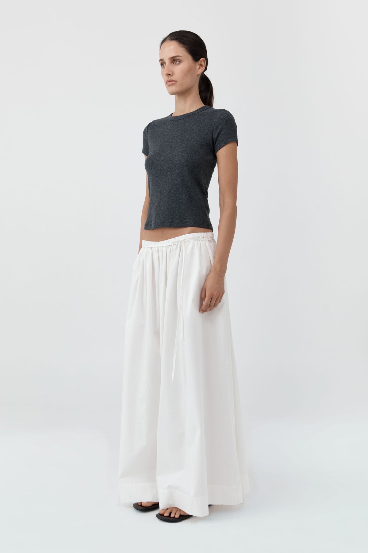 Cotton Hybrid Wide Leg Pants - Off White