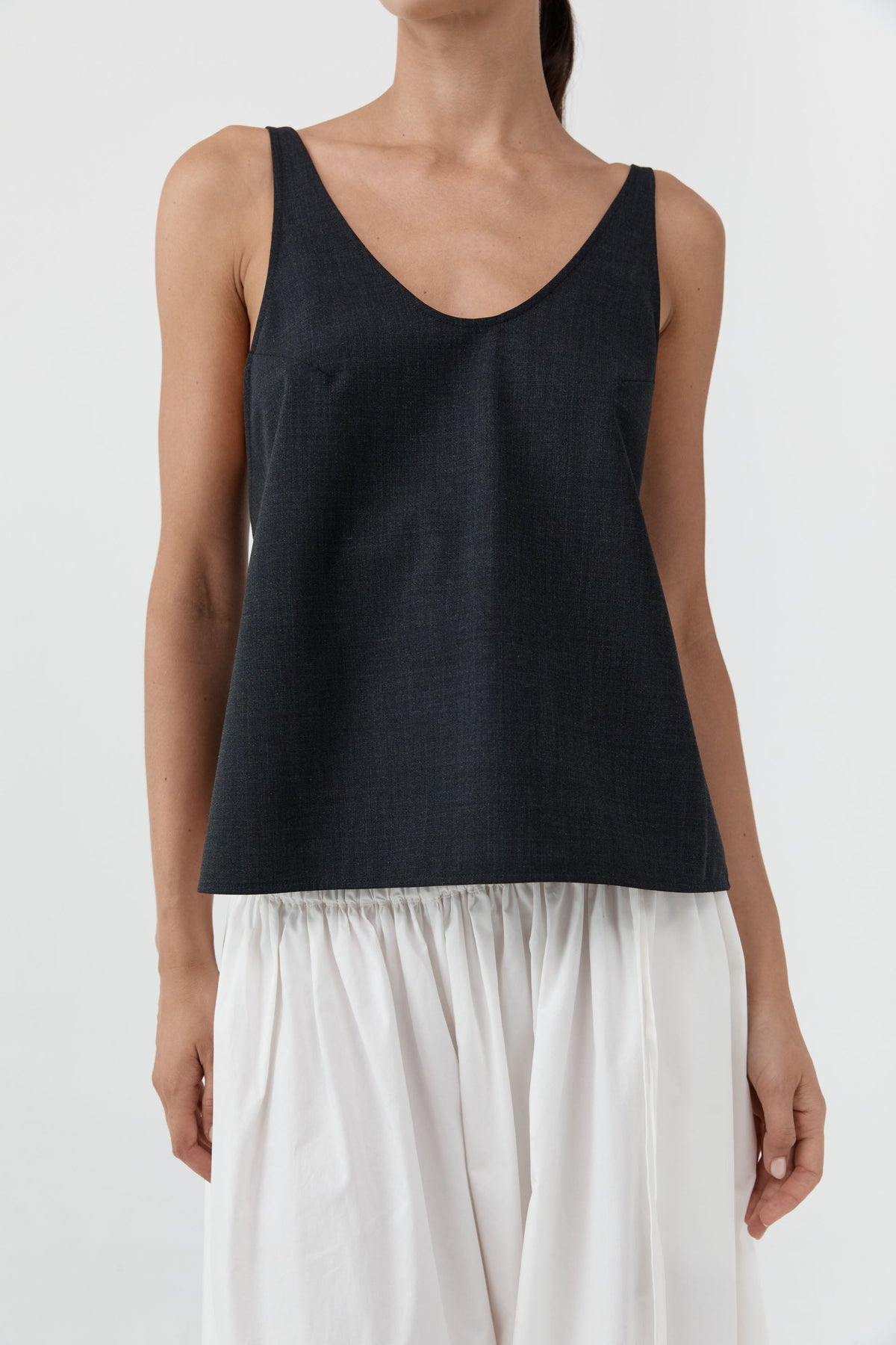 Wool Rouleau Tie Top - Dark Graphite