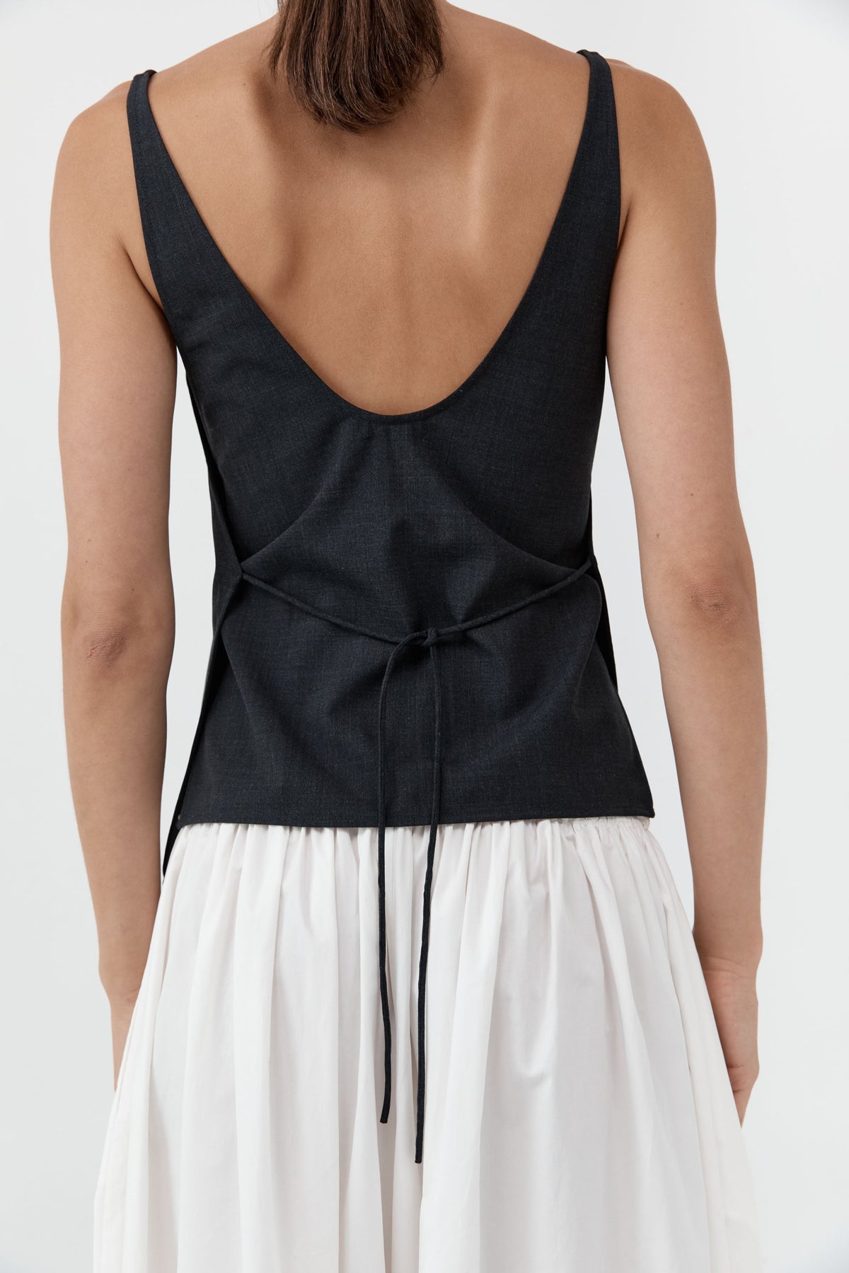 Wool Rouleau Tie Top - Dark Graphite