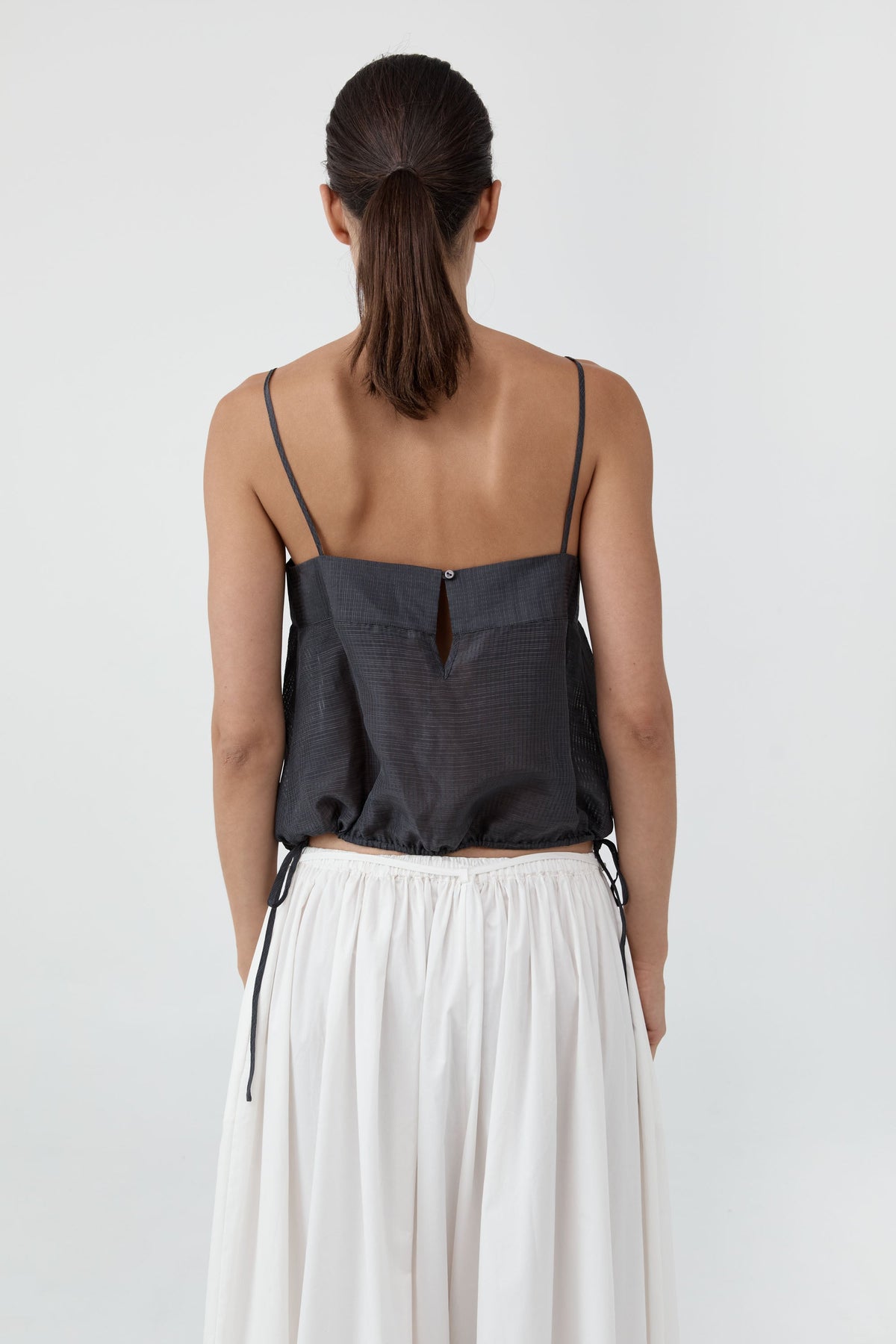 Woven Check Drawstring Cami - Iron Glaze