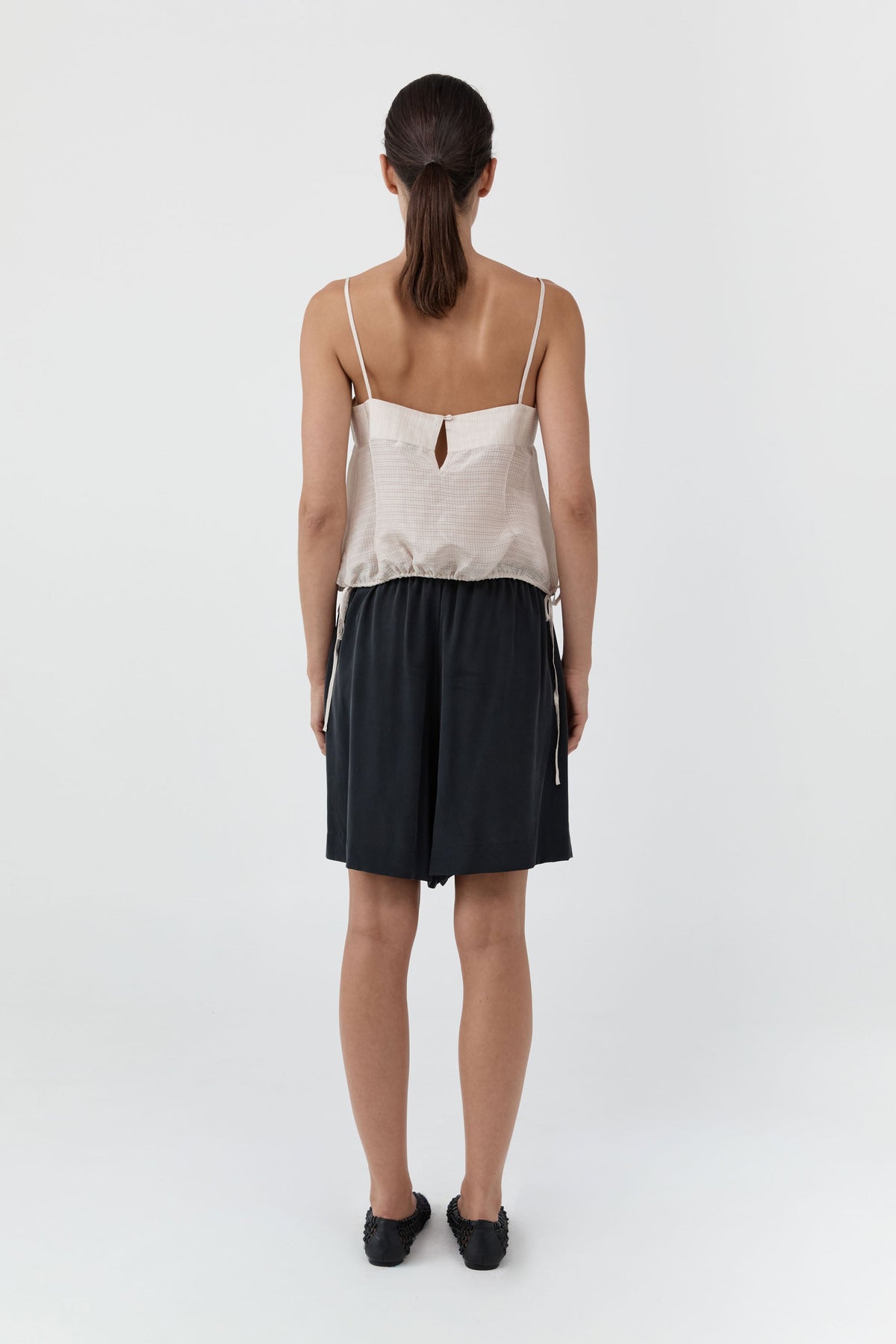 Woven Check Drawstring Cami - Soft Ash