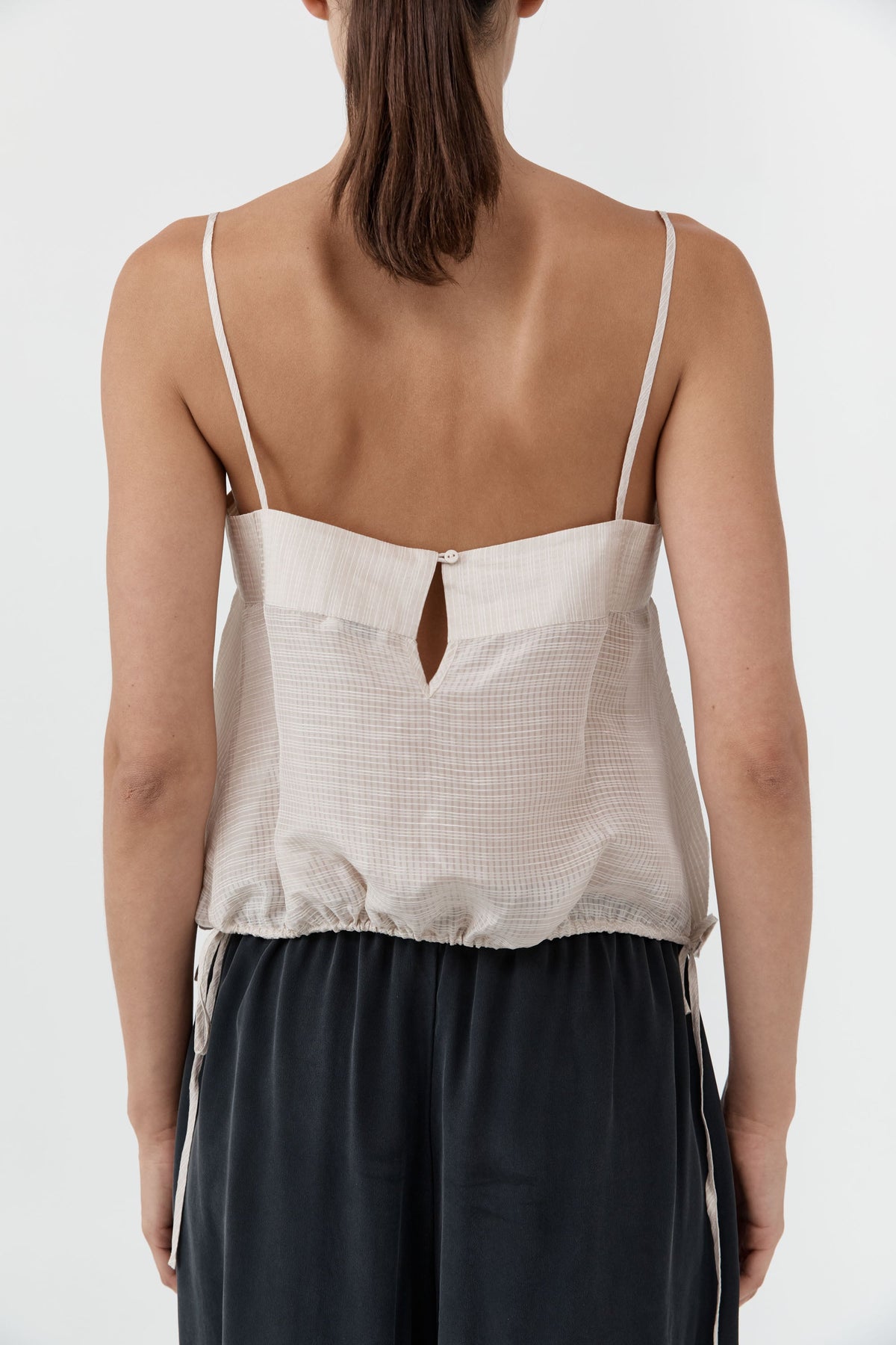 Woven Check Drawstring Cami - Soft Ash