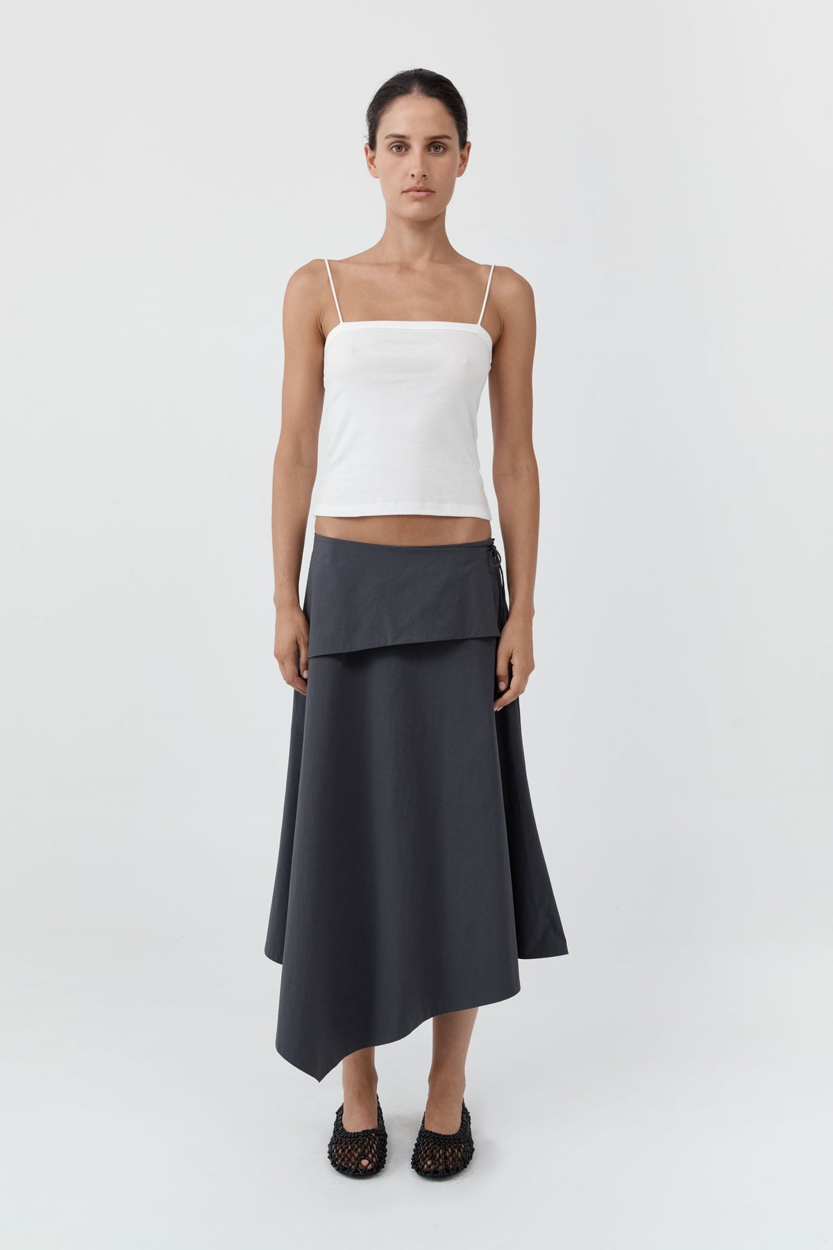 Detachable Belt Asymm Skirt - Iron Glaze