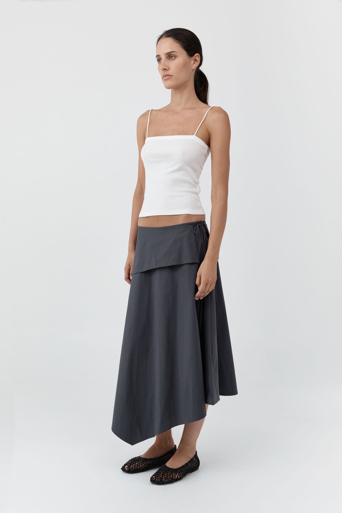 Detachable Belt Asymm Skirt - Iron Glaze