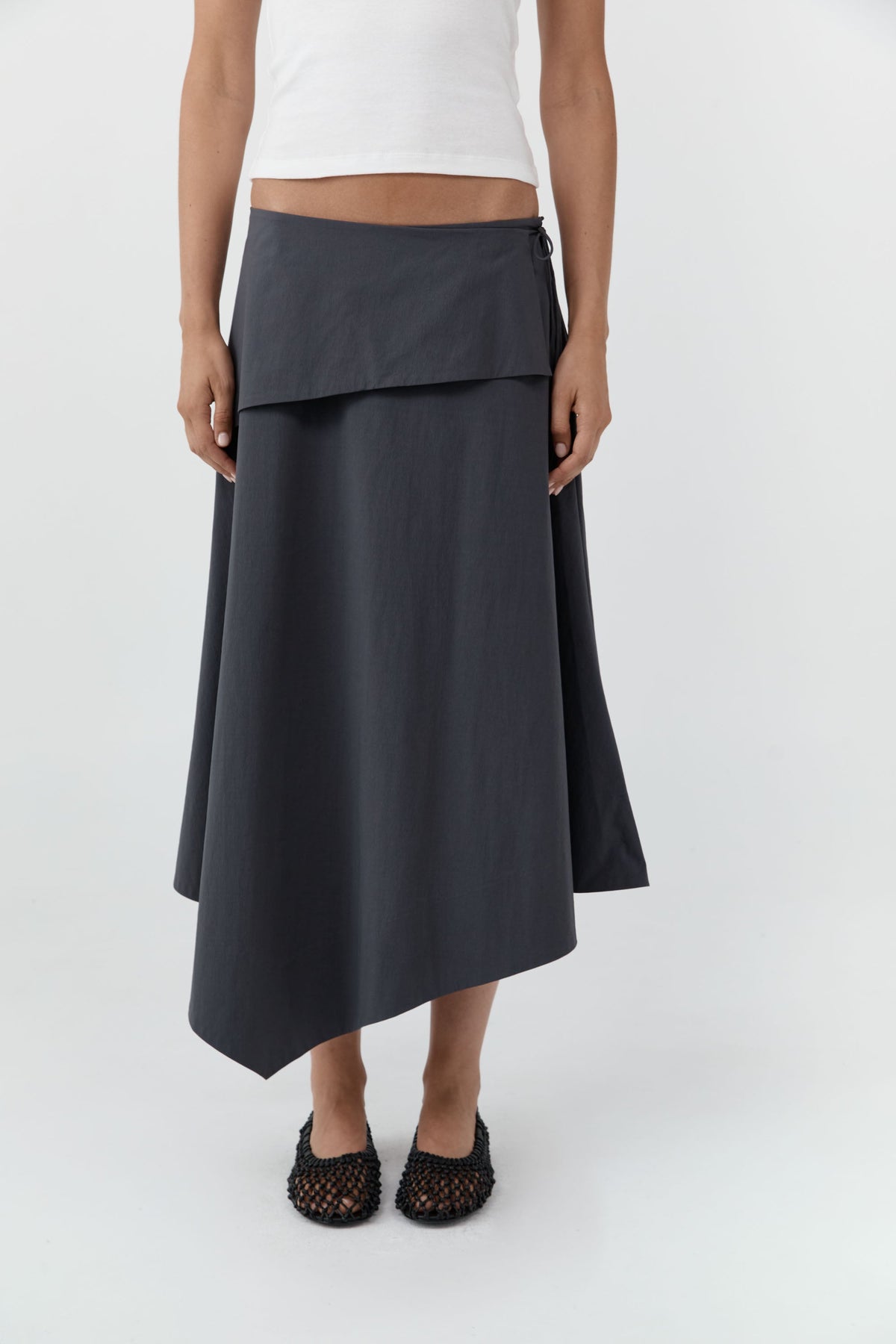 Detachable Belt Asymm Skirt - Iron Glaze