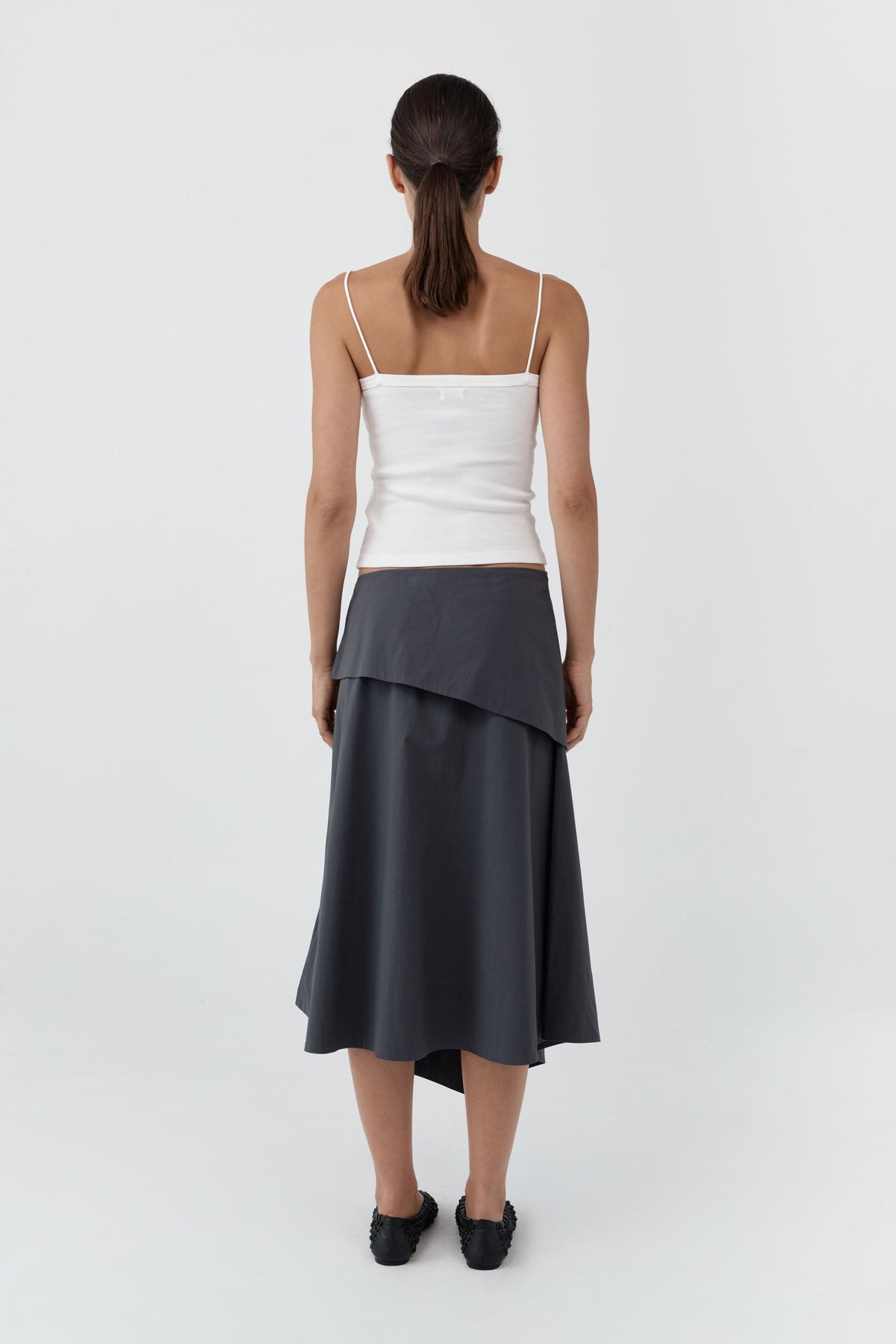 Detachable Belt Asymm Skirt - Iron Glaze