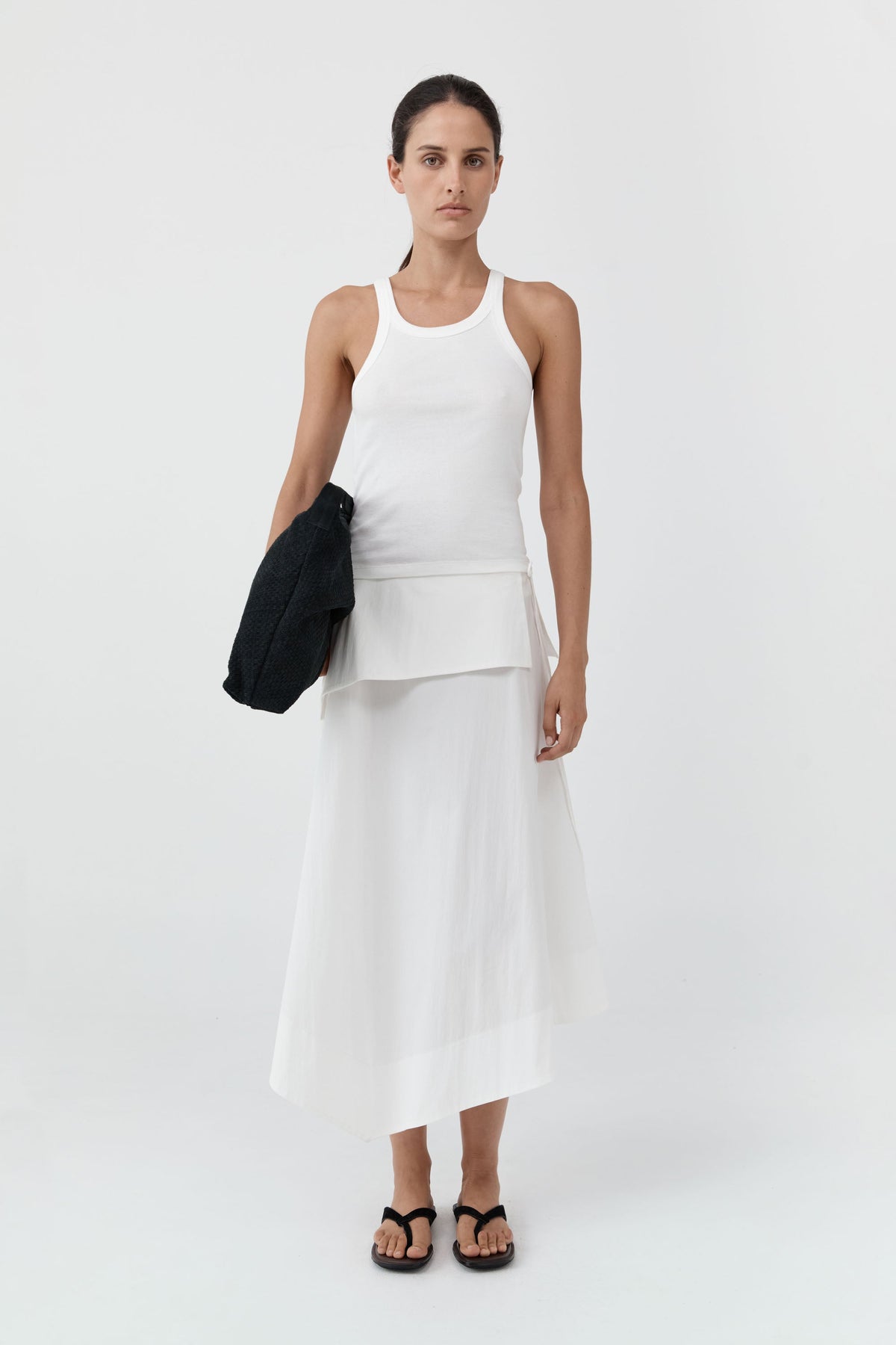 Detachable Belt Asymm Skirt - Off White
