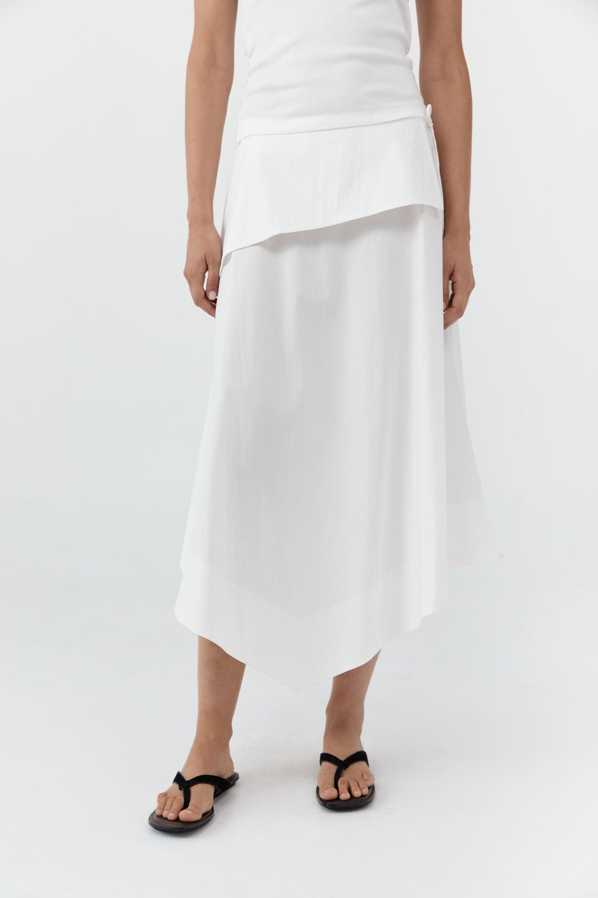 Detachable Belt Asymm Skirt - Off White