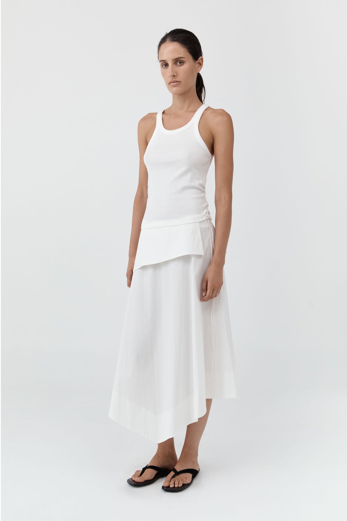 Detachable Belt Asymm Skirt - Off White