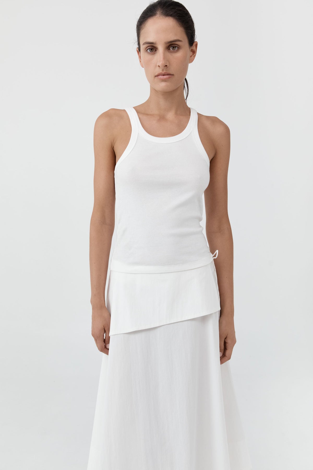 Detachable Belt Asymm Skirt - Off White