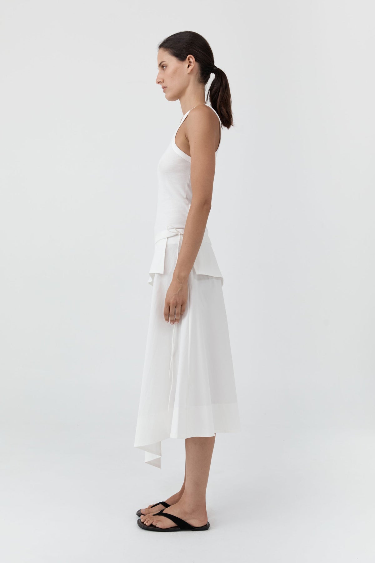 Detachable Belt Asymm Skirt - Off White
