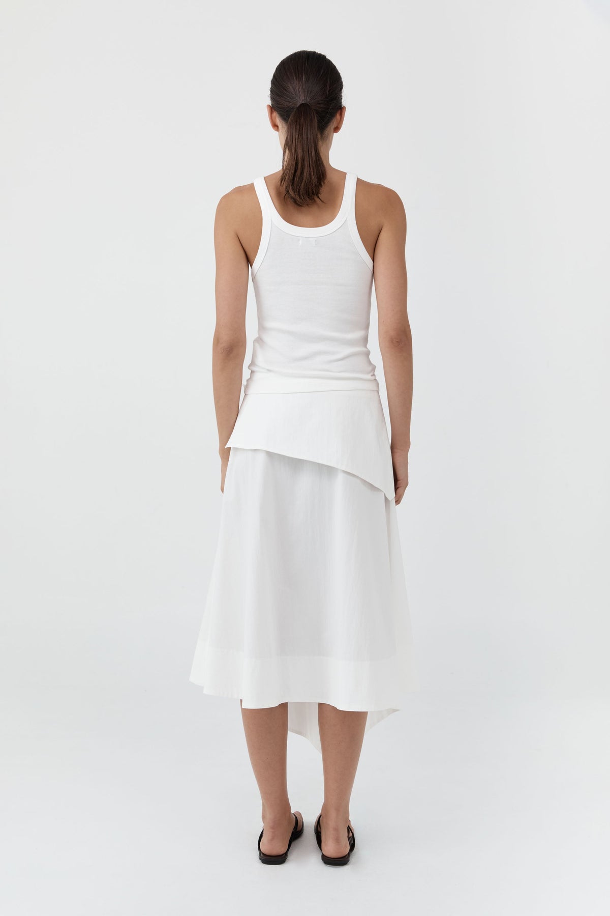 Detachable Belt Asymm Skirt - Off White