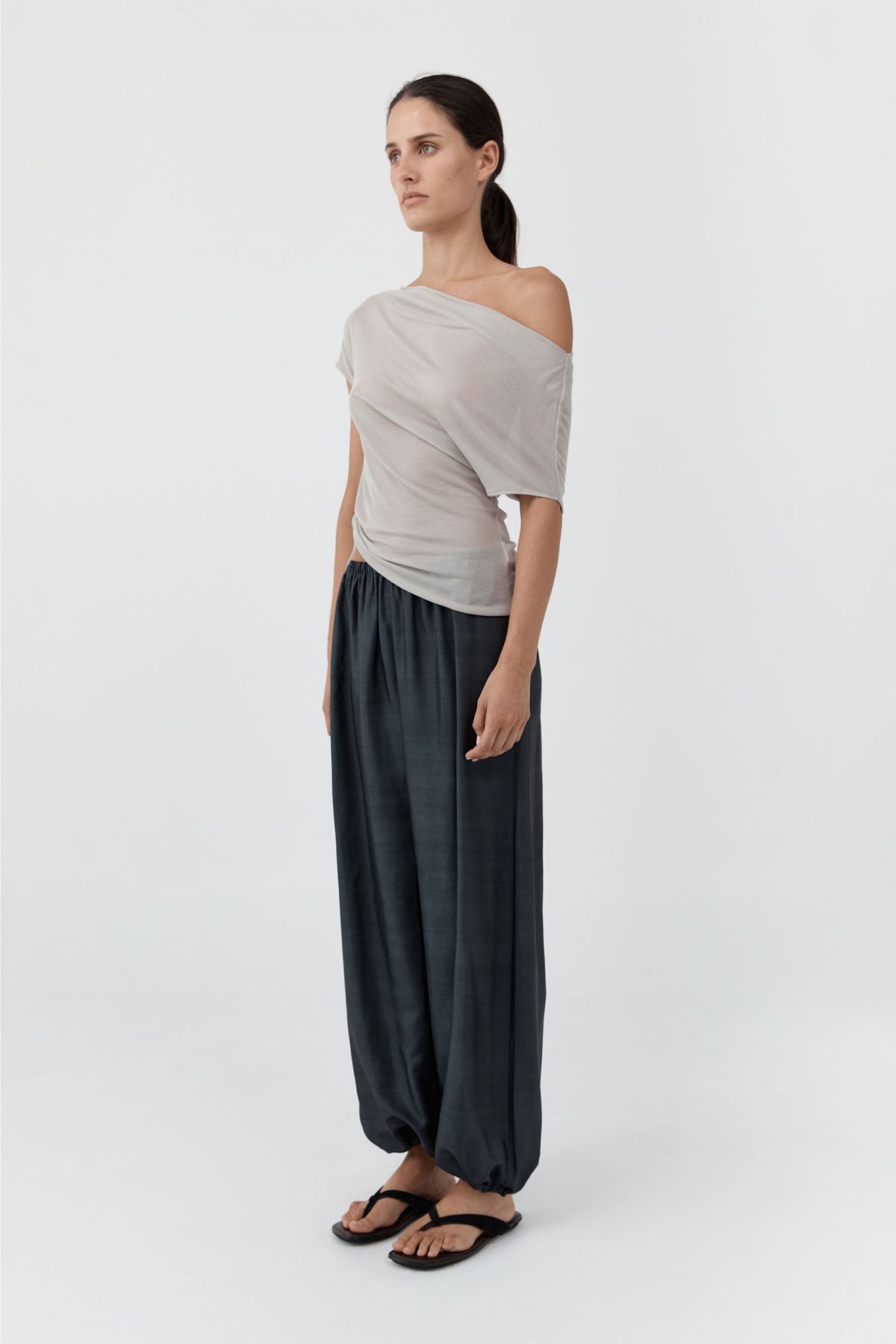 Silk Adjustable Balloon Pants - Washed Black