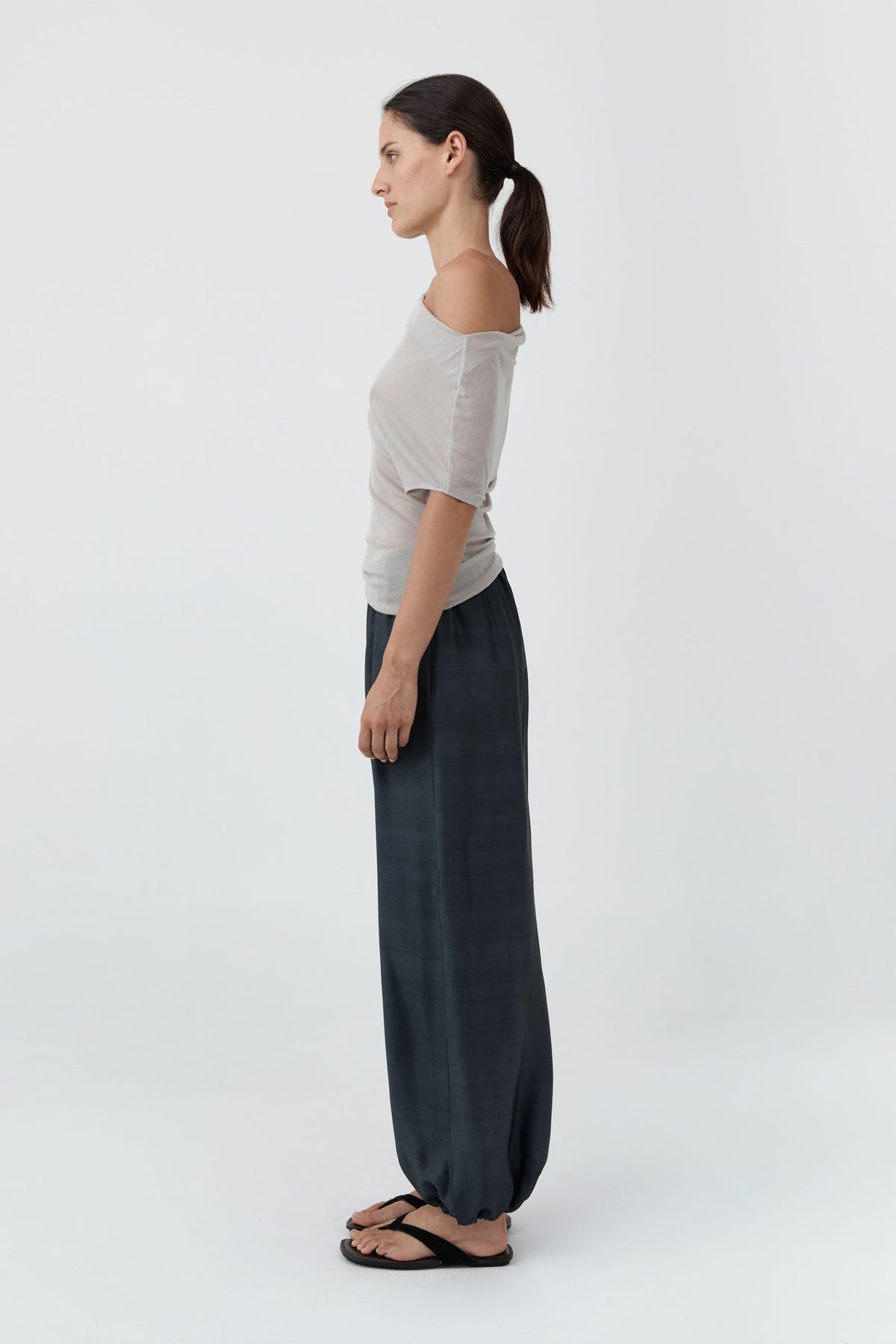 Fine Jersey Off Shoulder Top - Soft Ash