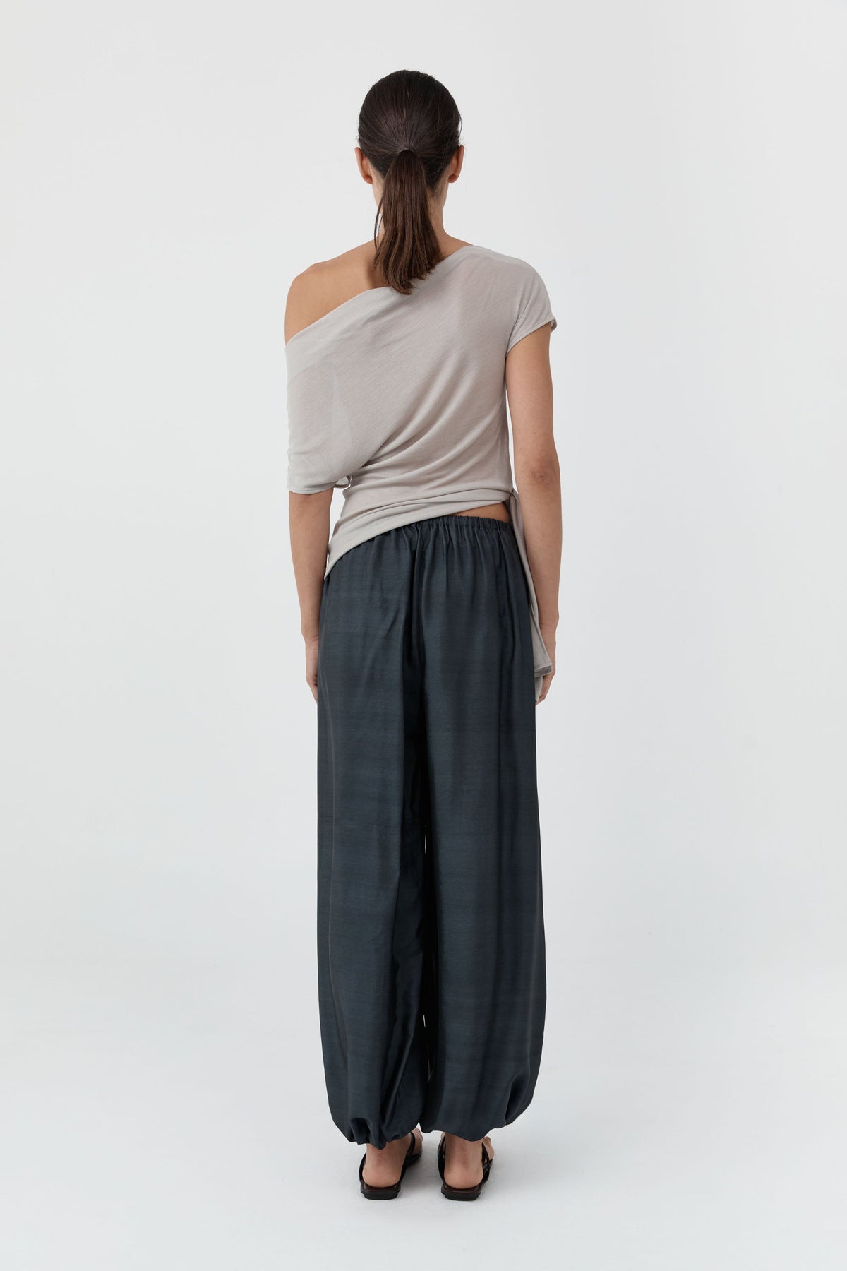 Silk Adjustable Balloon Pants - Washed Black