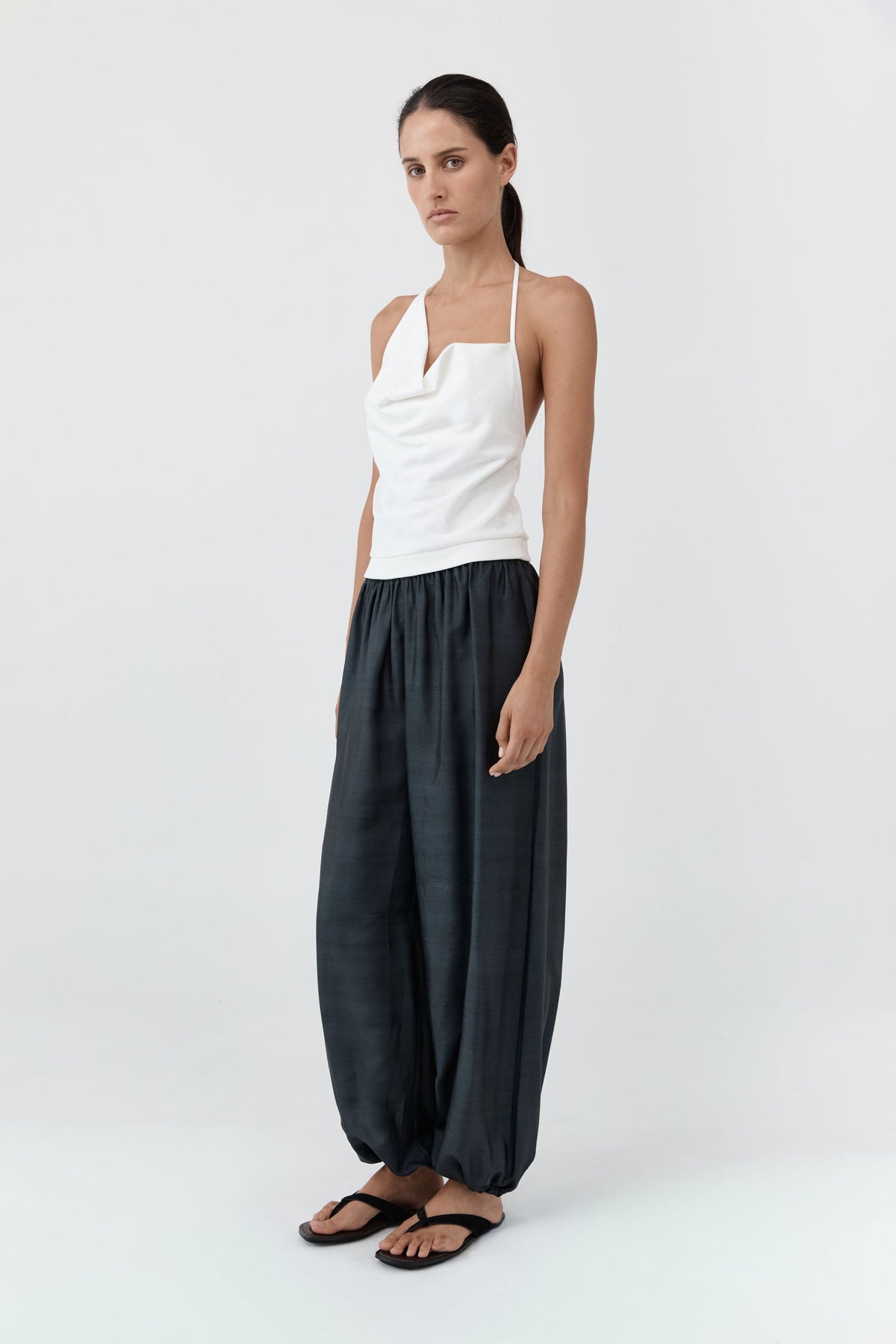 Cotton Jersey Halter Top - Off White
