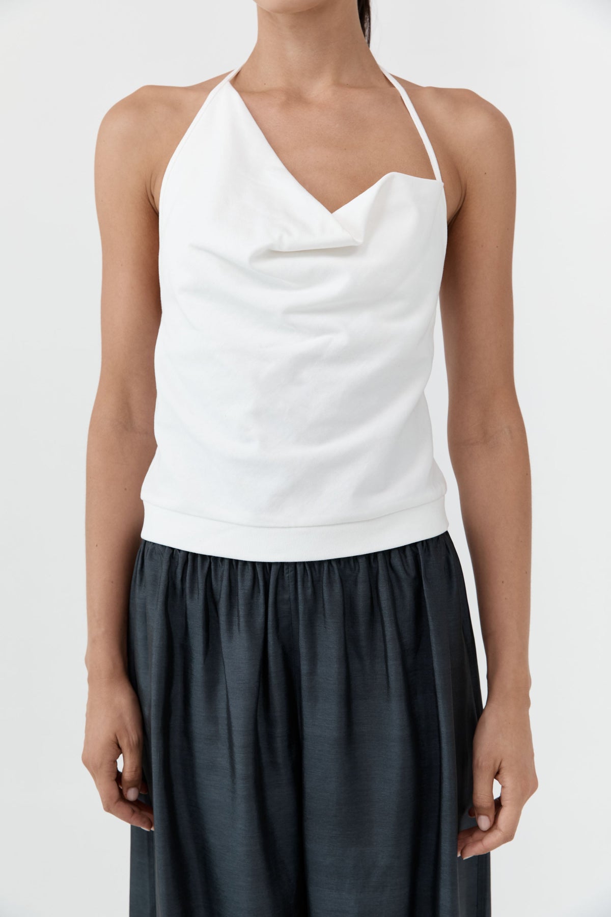 Cotton Jersey Halter Top - Off White