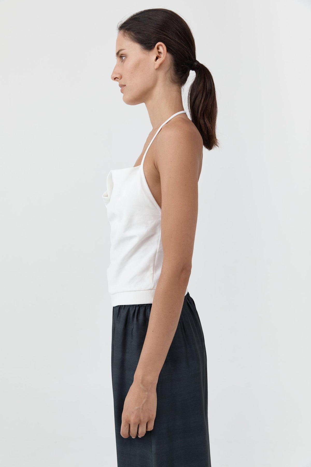 Cotton Jersey Halter Top - Off White