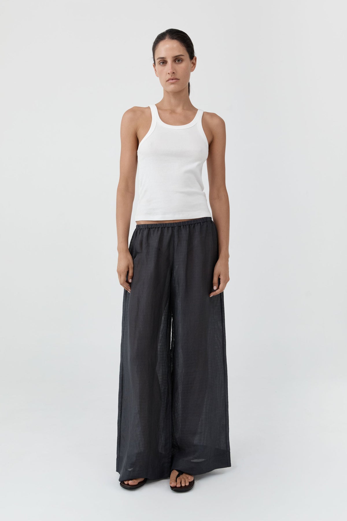 Woven Check Relaxed Pants - Iron Glaze