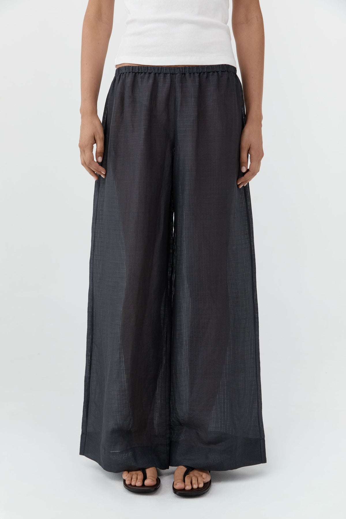 Woven Check Relaxed Pants - Iron Glaze