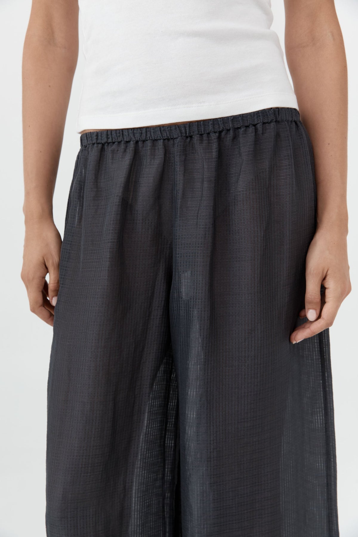 Woven Check Relaxed Pants - Iron Glaze