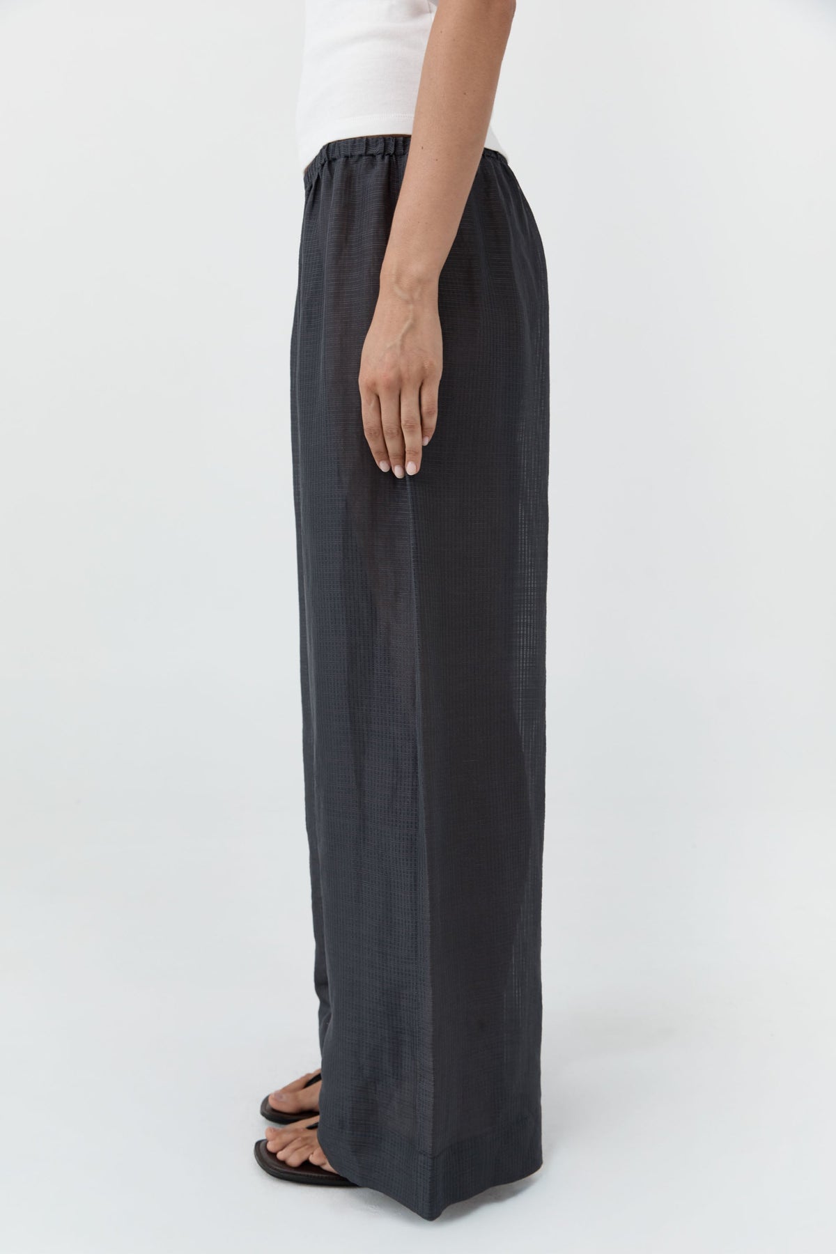 Woven Check Relaxed Pants - Iron Glaze