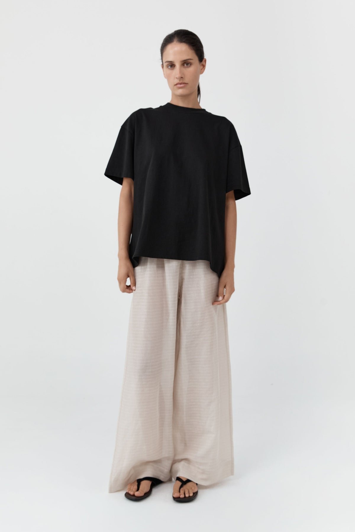 Woven Check Relaxed Pants - Soft Ash