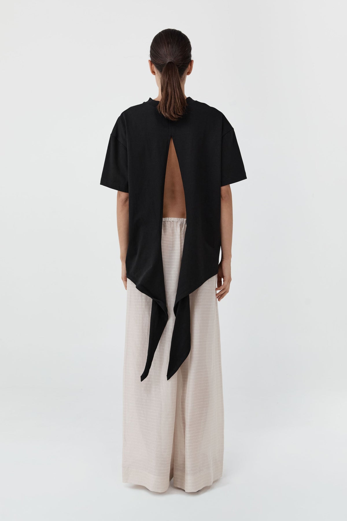 Cotton Jersey Split Back Tee - Black