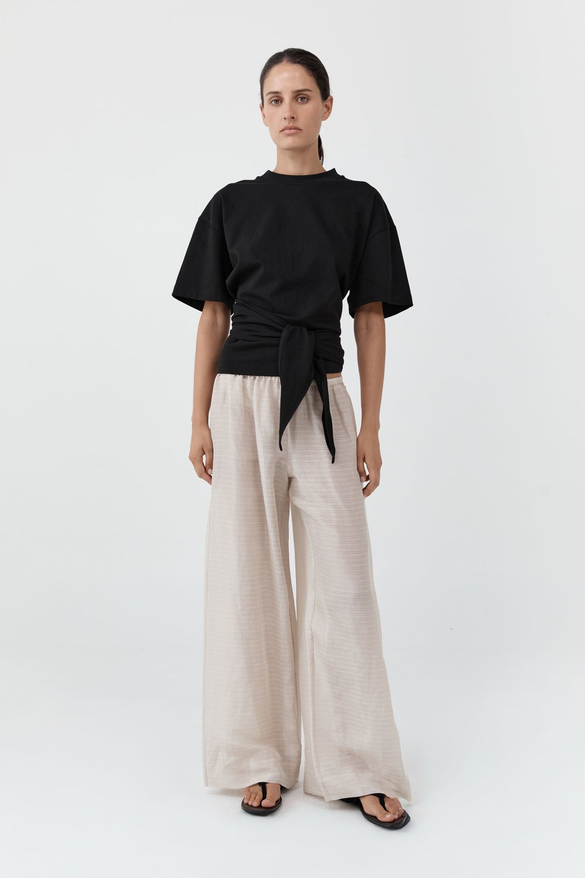 Cotton Jersey Split Back Tee - Black