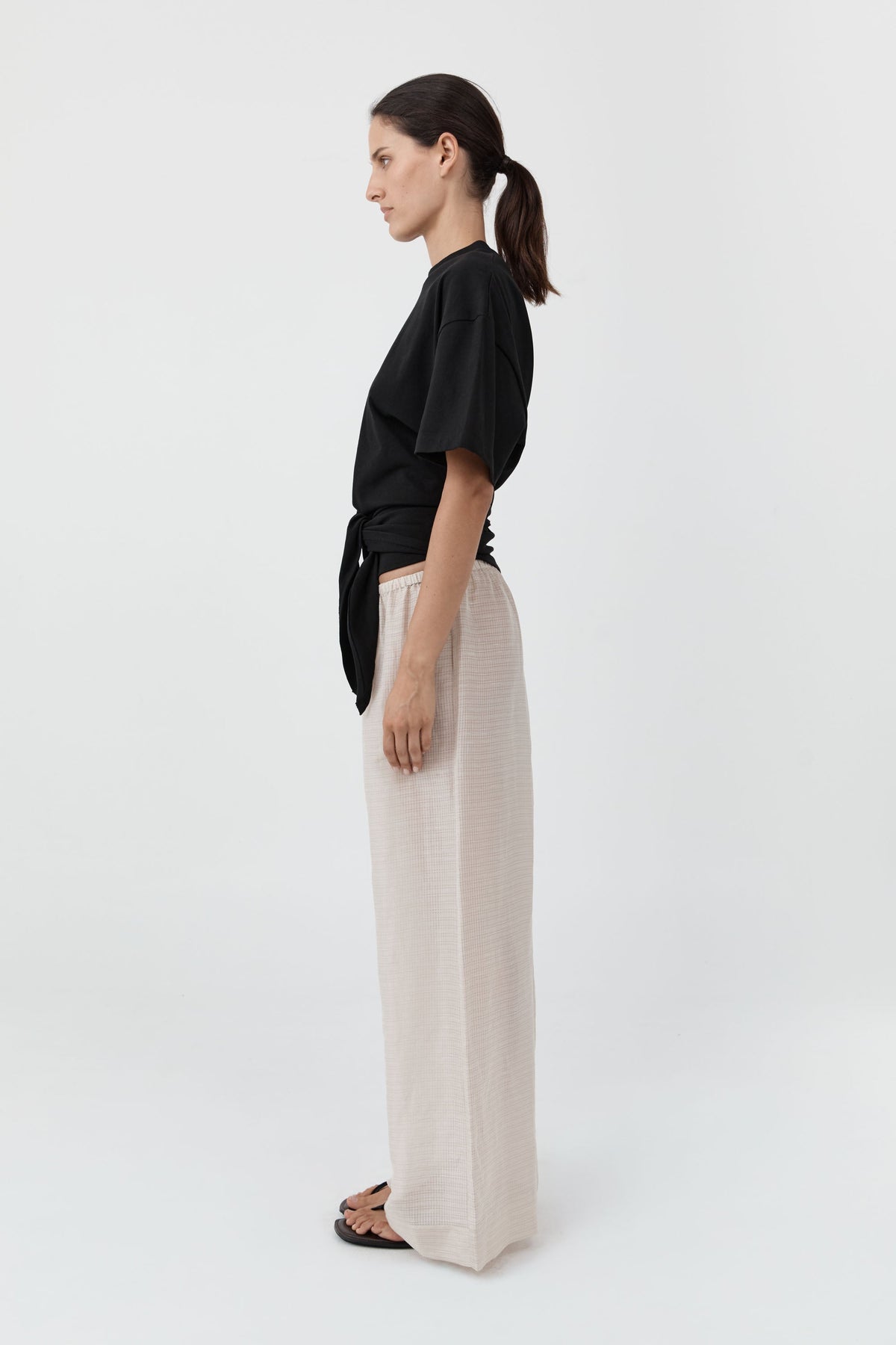 Cotton Jersey Split Back Tee - Black