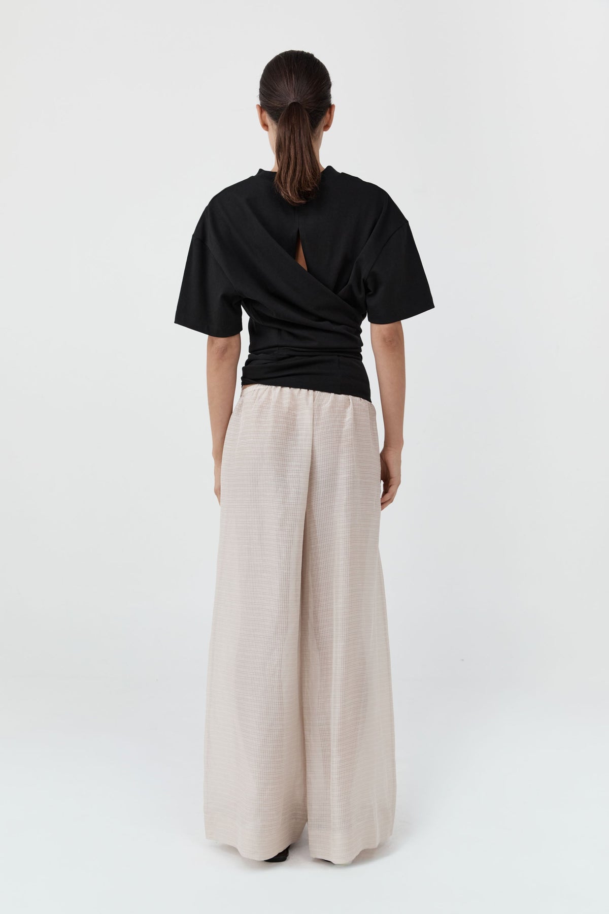 Cotton Jersey Split Back Tee - Black