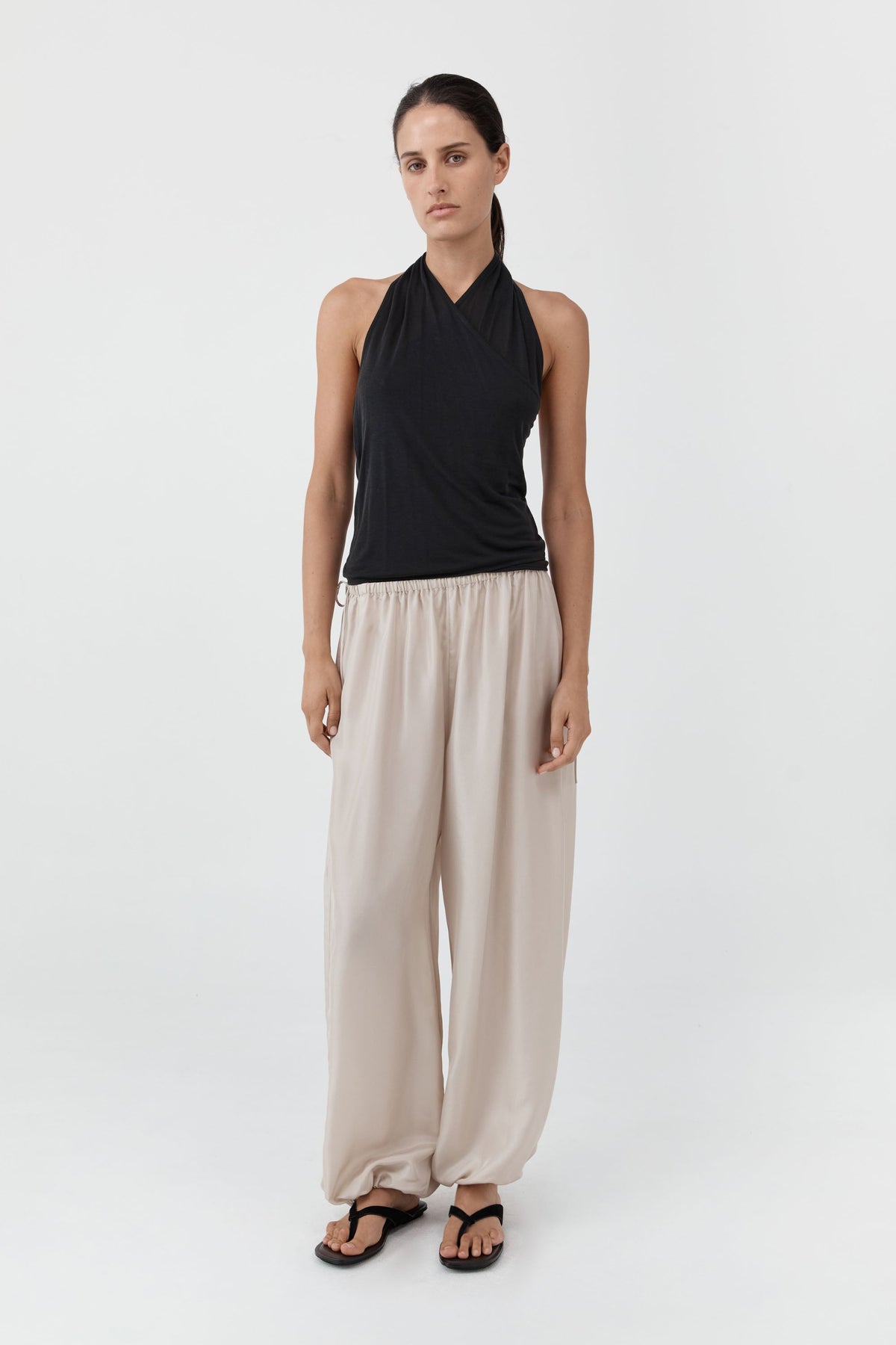 Silk Adjustable Balloon Pants - Soft Ash