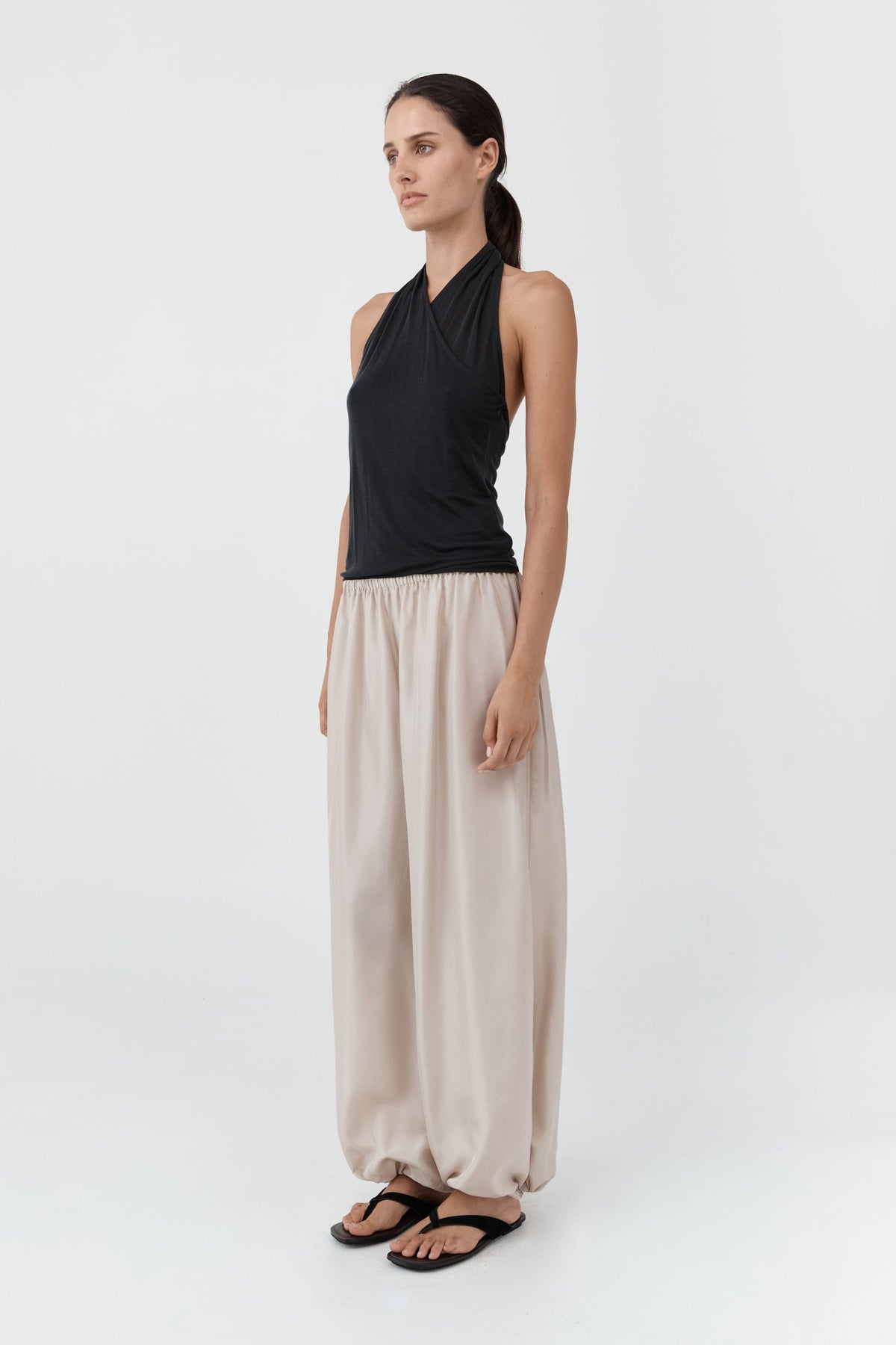 Silk Adjustable Balloon Pants - Soft Ash