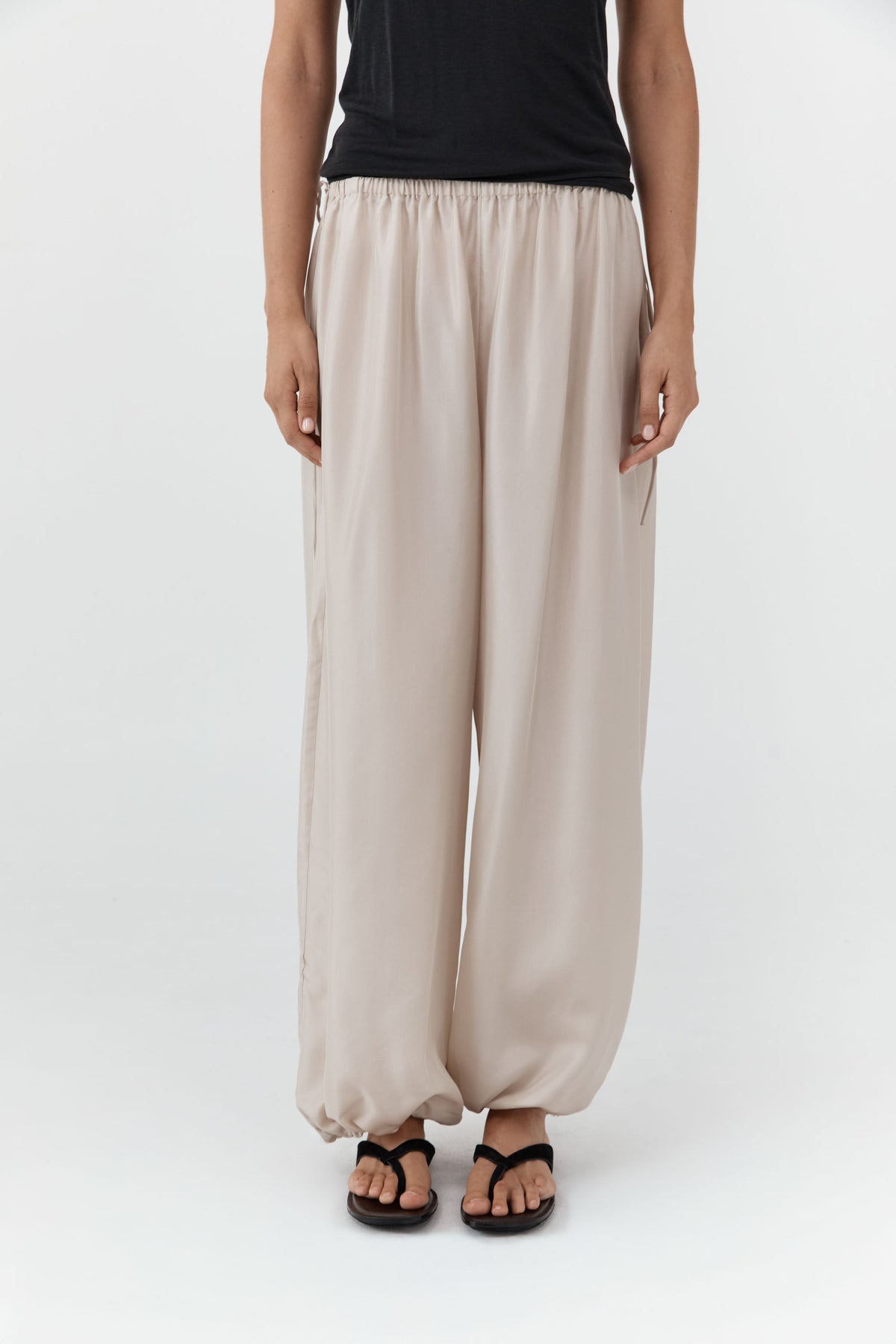 Silk Adjustable Balloon Pants - Soft Ash