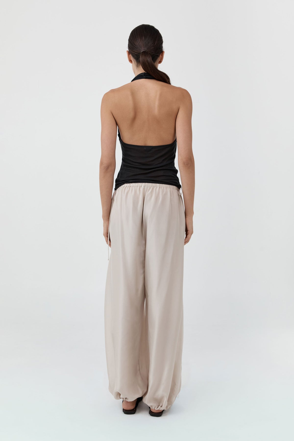 Fine Jersey Wrap Halter Top - Charcoal