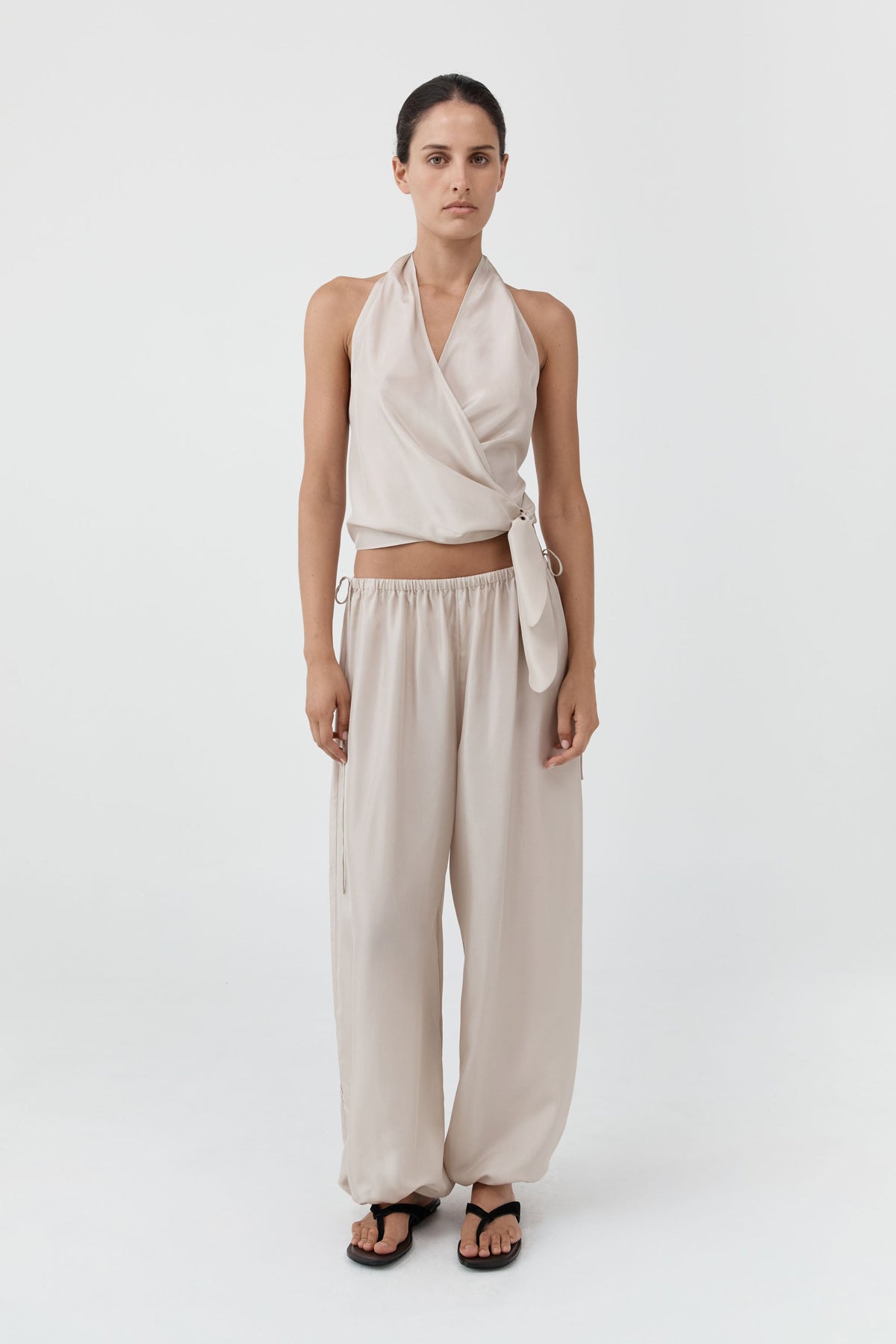 Silk Adjustable Balloon Pants - Soft Ash