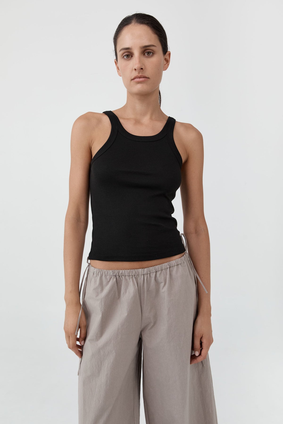 Organic Cotton Racer Singlet - Jet Black