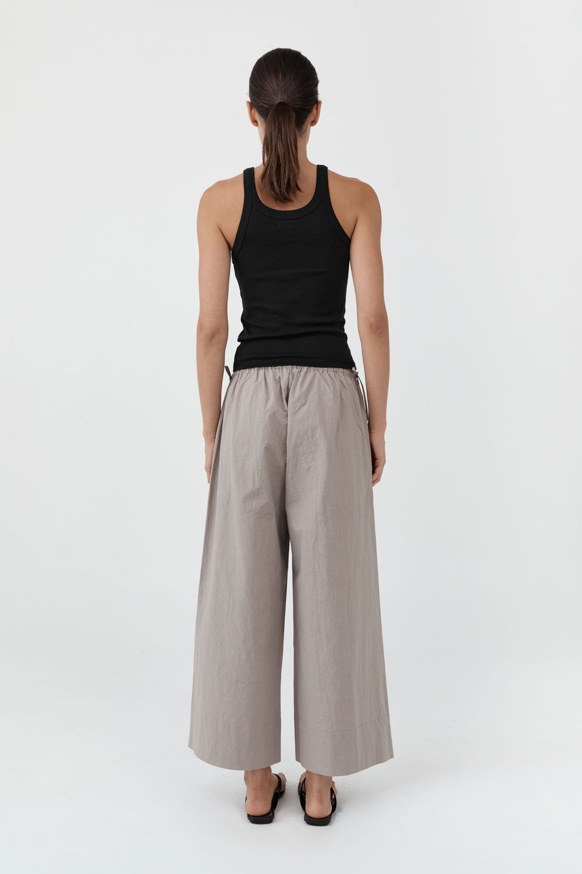 Technical Cotton Cropped Drawstring Pants - Grey Stone