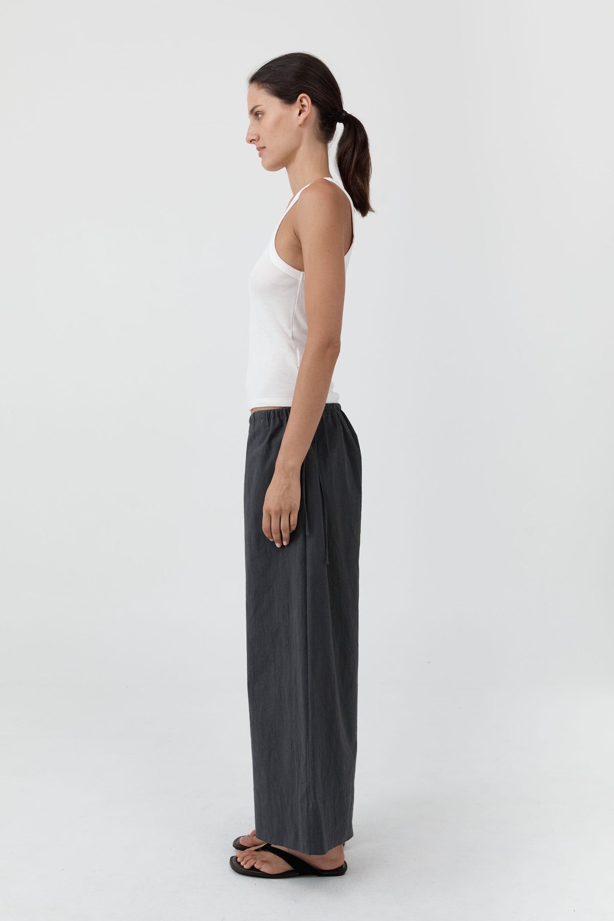 Technical Cotton Cropped Drawstring Pants - Iron Glaze