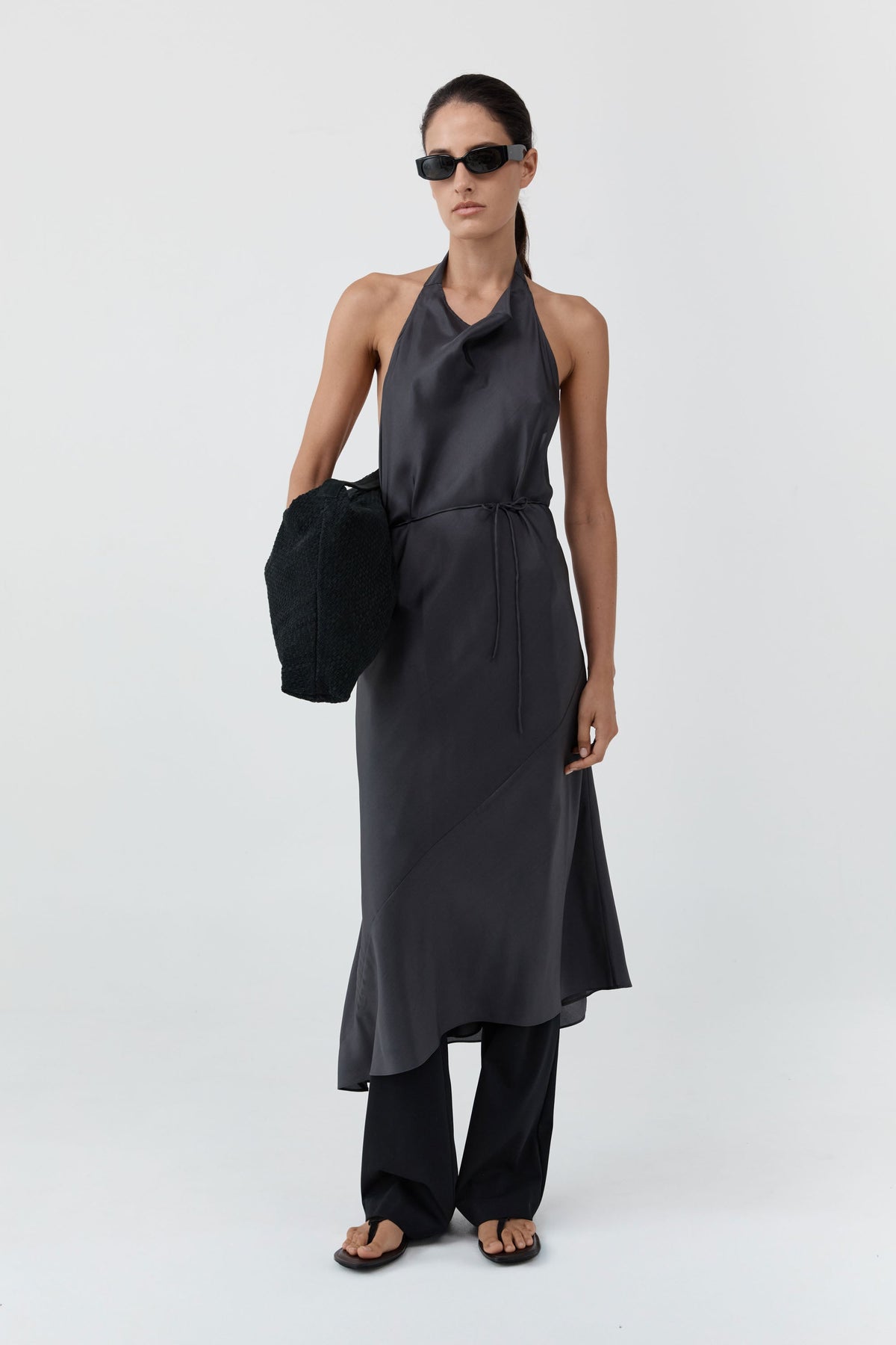 Silk Wrap Dress - Washed Black