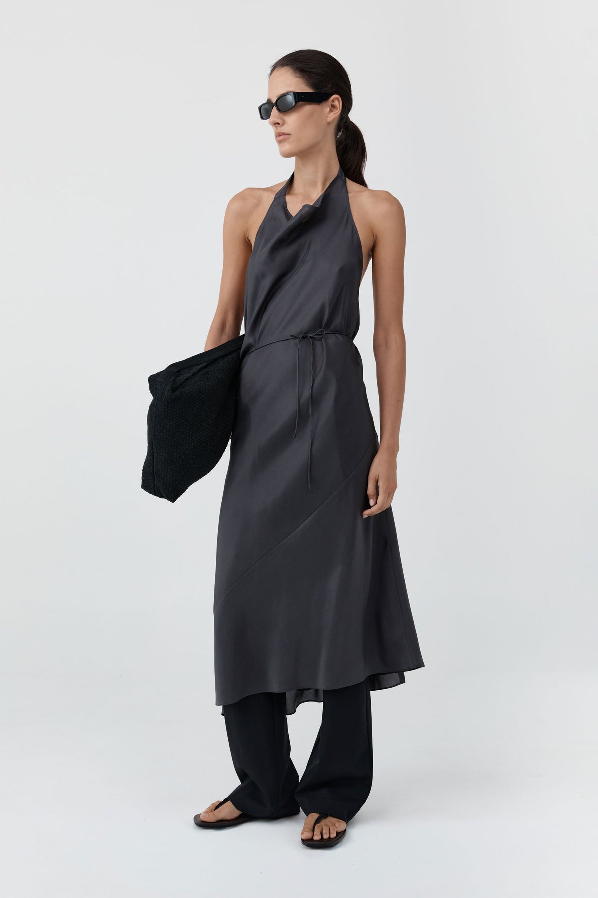 Silk Wrap Dress - Washed Black