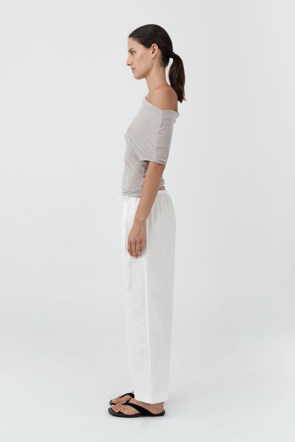 Fine Rouleau Crop Pants - Off White