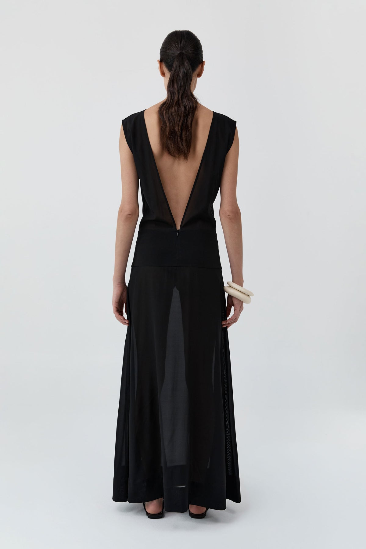 Stretch Silk Bateau Dress - Black